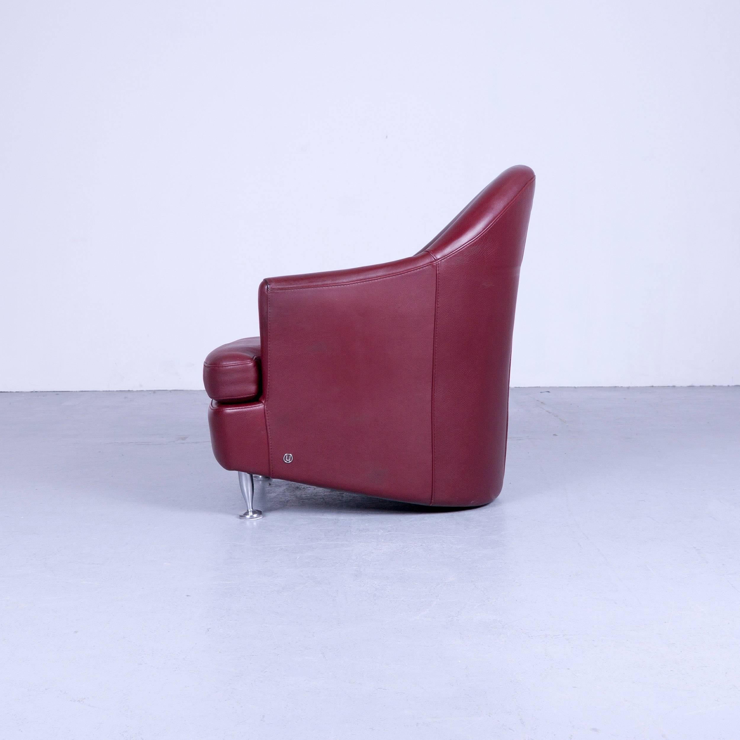 Natuzzi Designer Ledersessel Einsitzig Rot 5