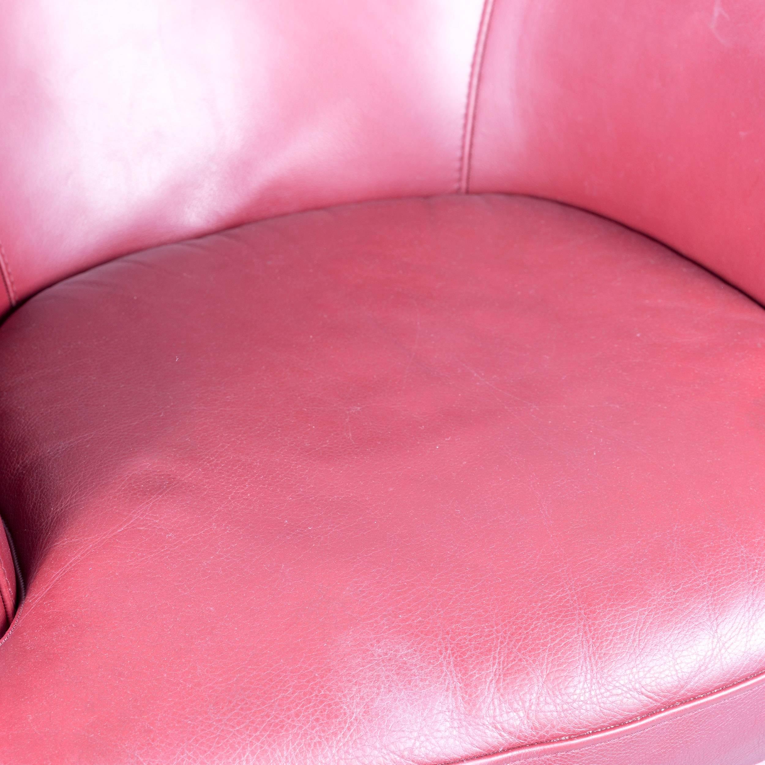 Natuzzi Designer Ledersessel Einsitzig Rot (21. Jahrhundert und zeitgenössisch)