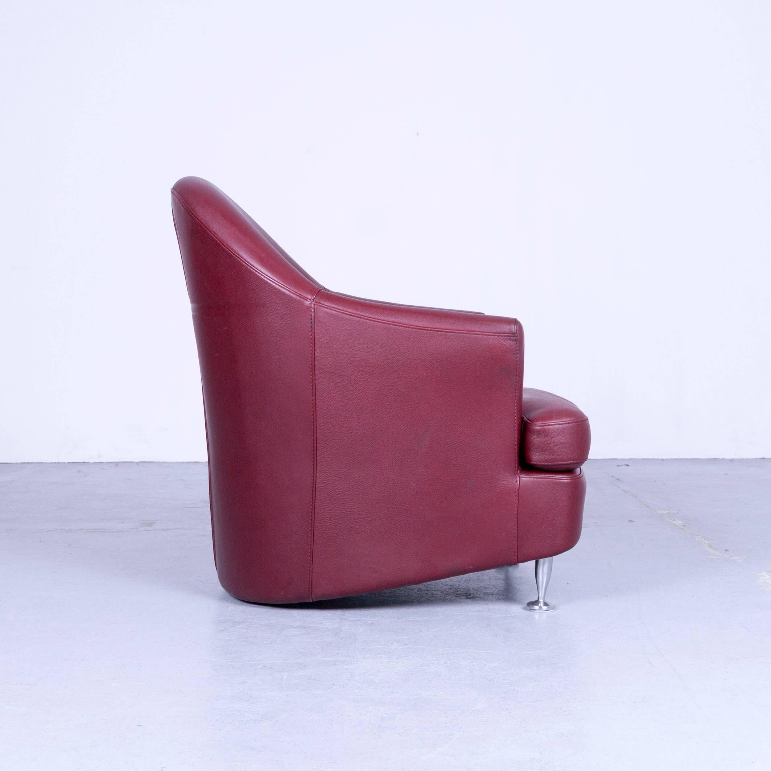 Natuzzi Designer Ledersessel Einsitzig Rot 3