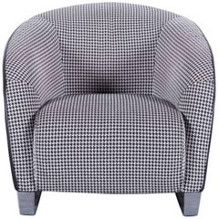 Natuzzi Designer Leather Armchair One-Seat White Black Fabric
