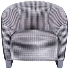 Natuzzi Designer Fauteuil en cuir une place blanc noir tissu