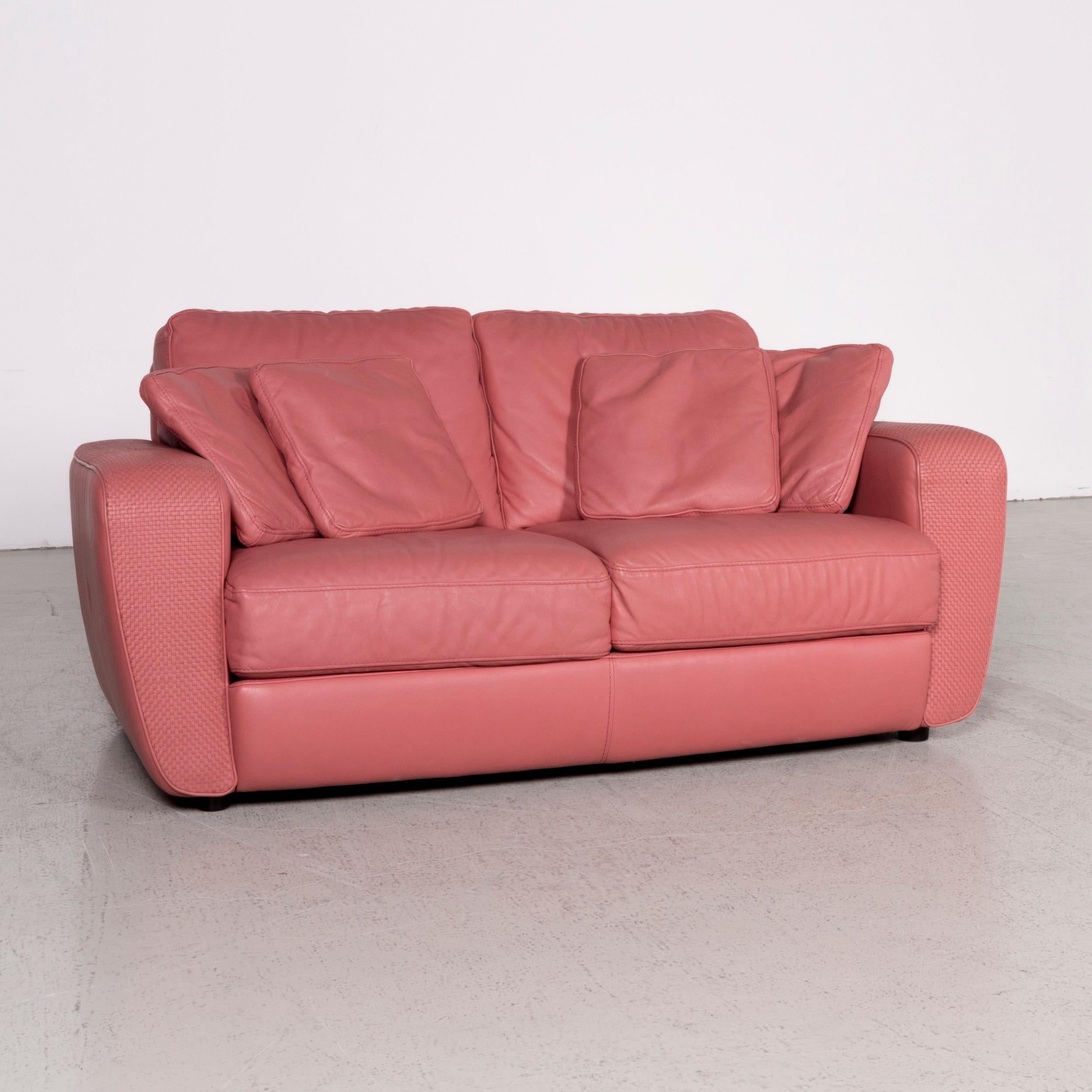 pink leather sofa