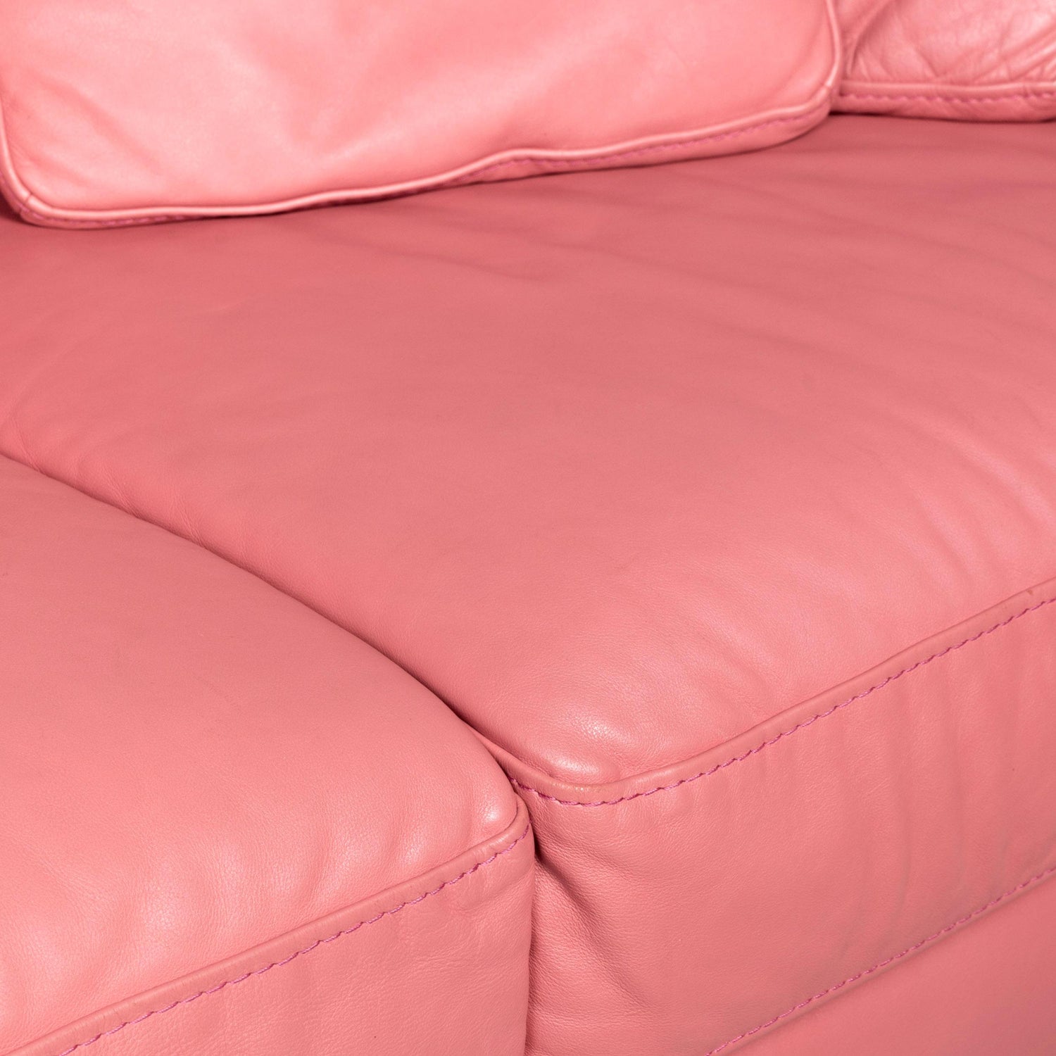Natuzzi Designer Leather Sofa Red Pink Real Leather Two Seat Couch