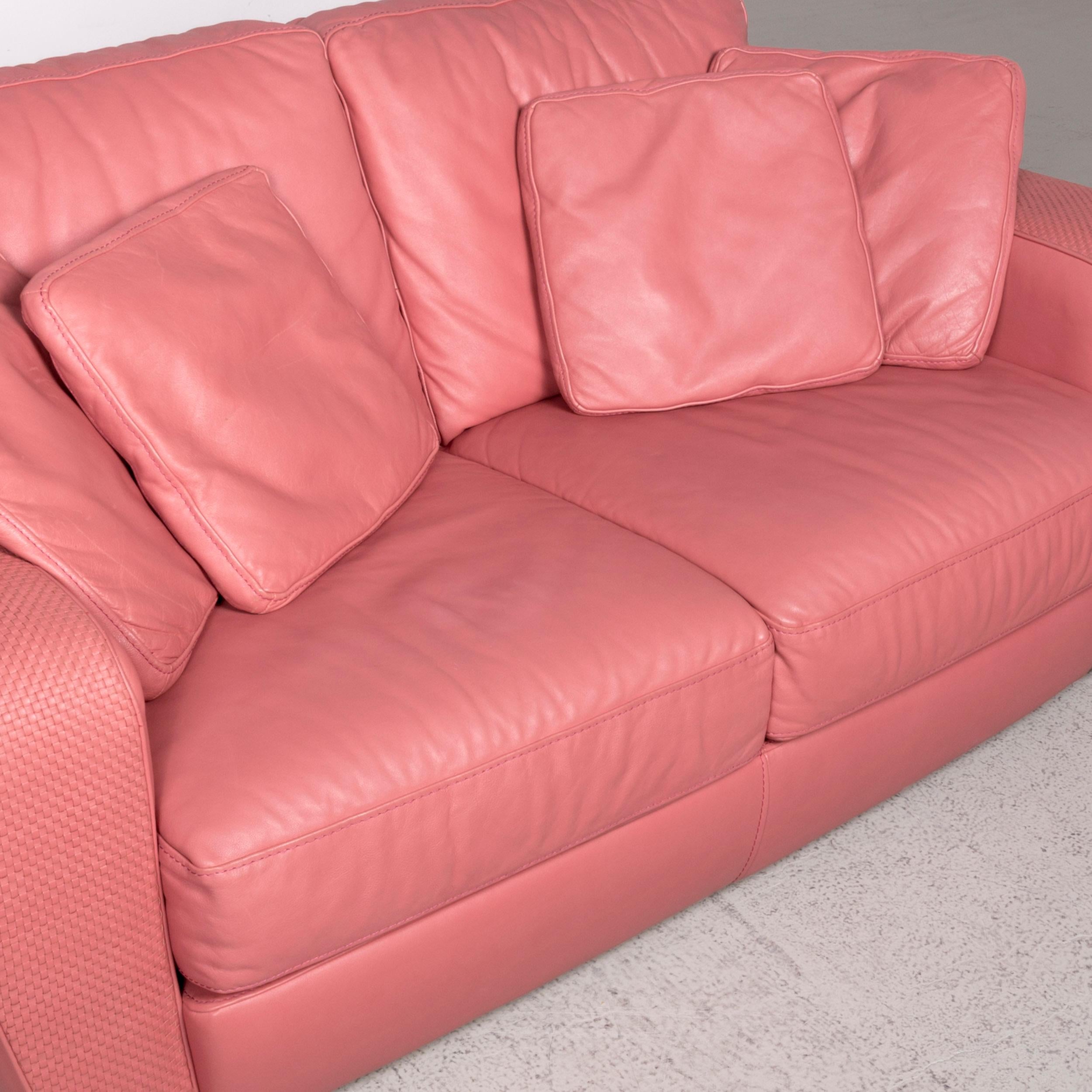 pink leather sofas