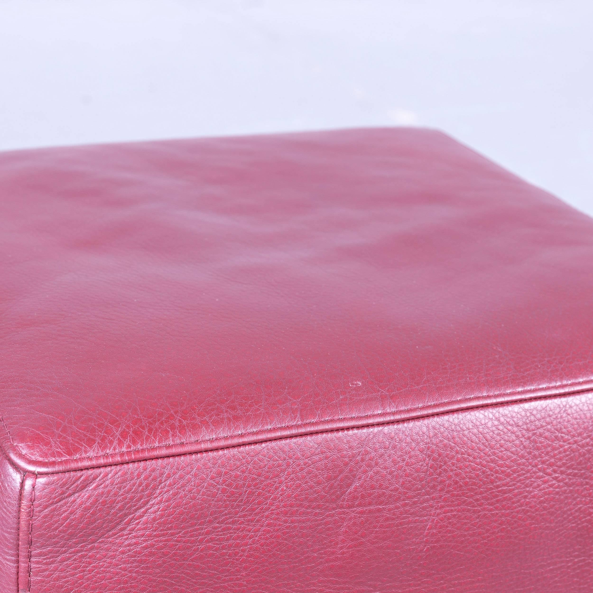 Italian Natuzzi Designer Stool Leather Red