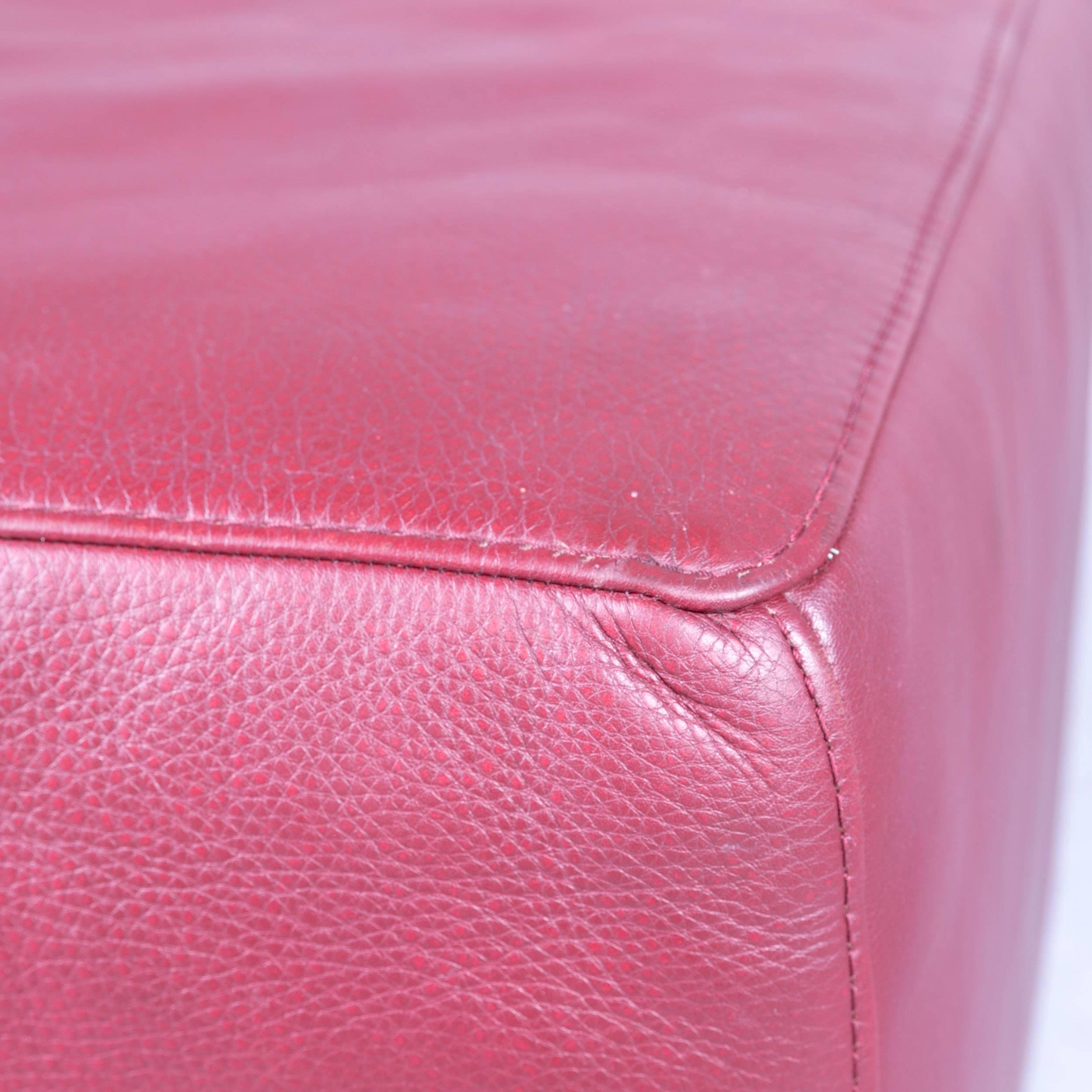 Contemporary Natuzzi Designer Stool Leather Red