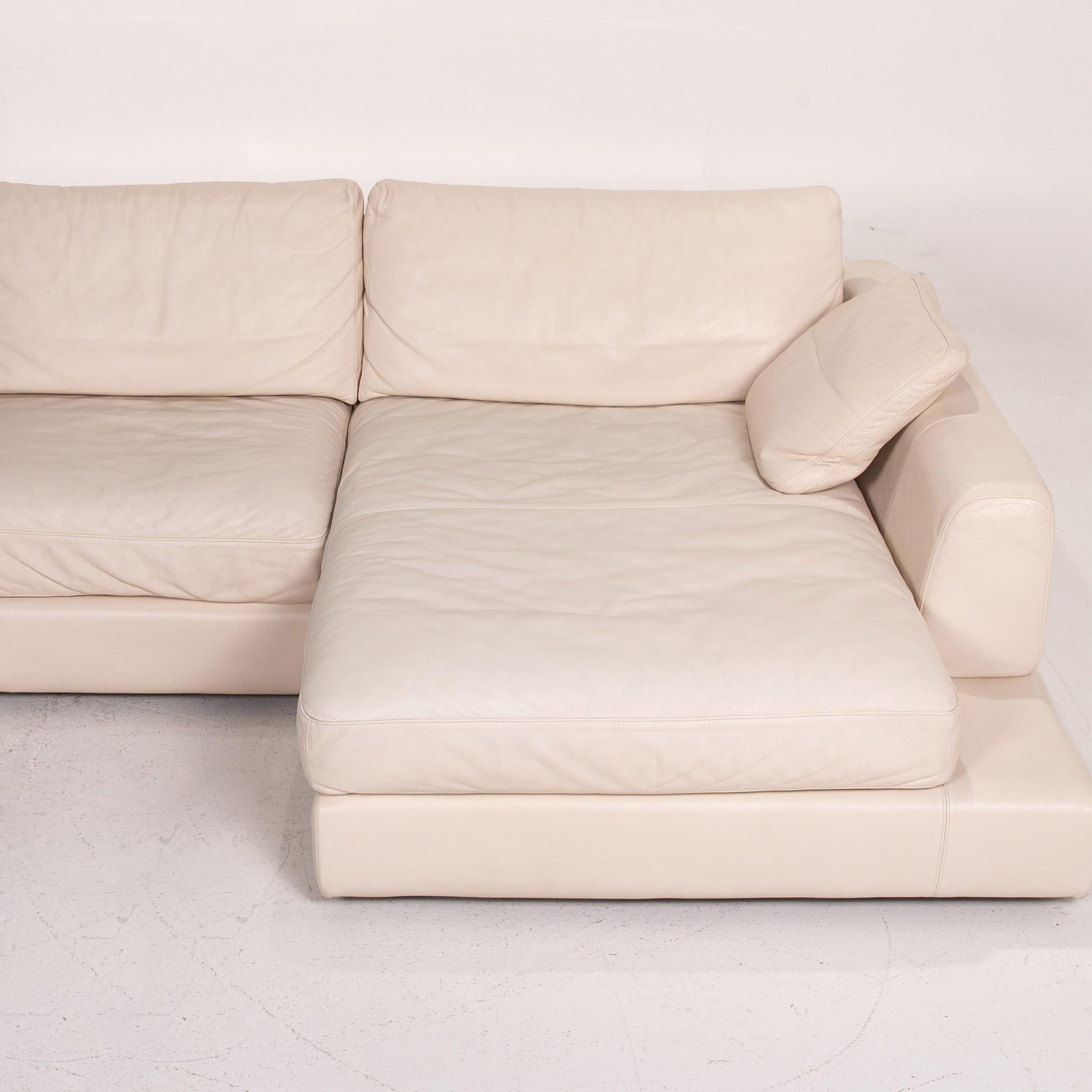 Natuzzi Diagonal 2375 Leather Corner Sofa Cream Sofa Couch For Sale 1