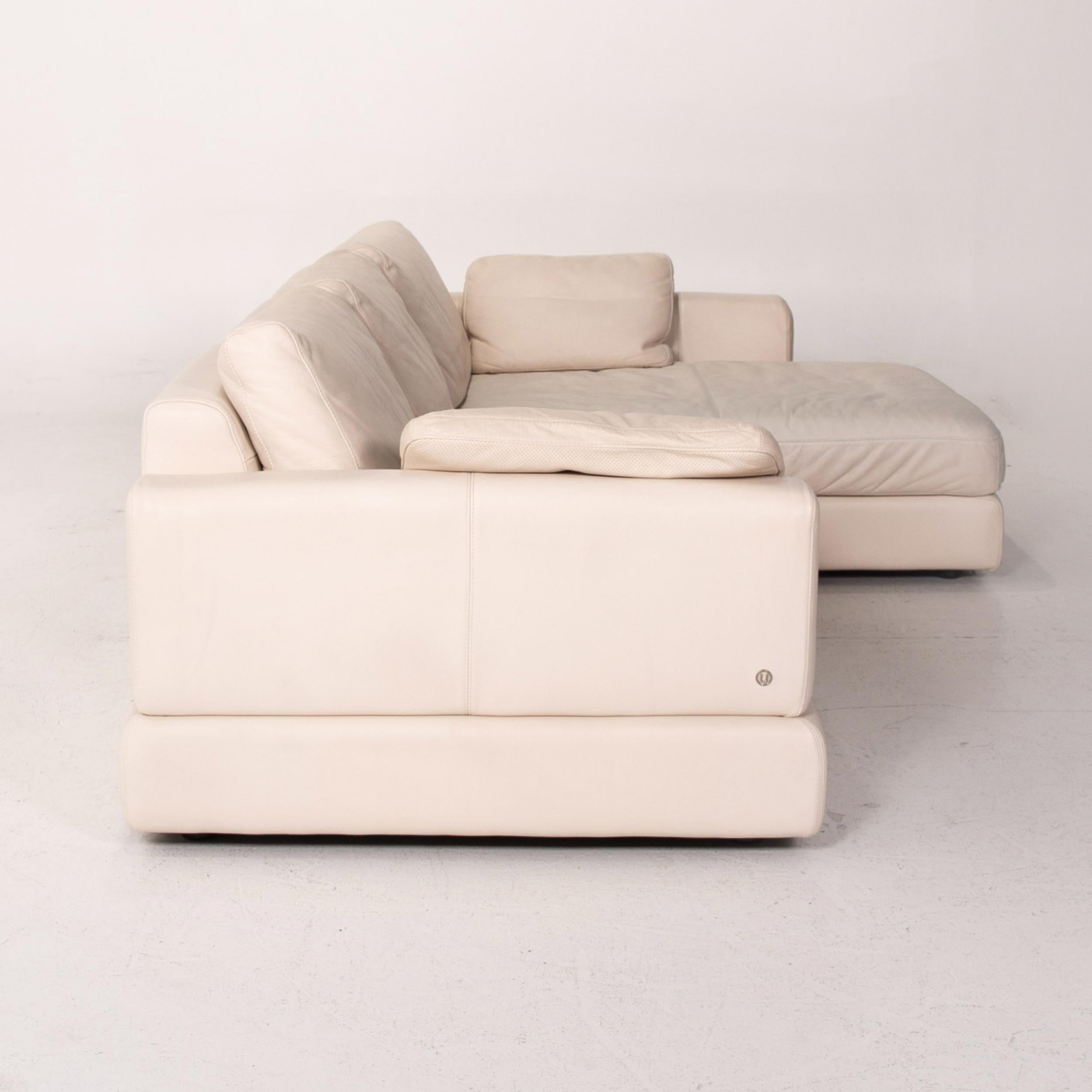 Natuzzi Diagonal 2375 Leather Corner Sofa Cream Sofa Couch For Sale 2