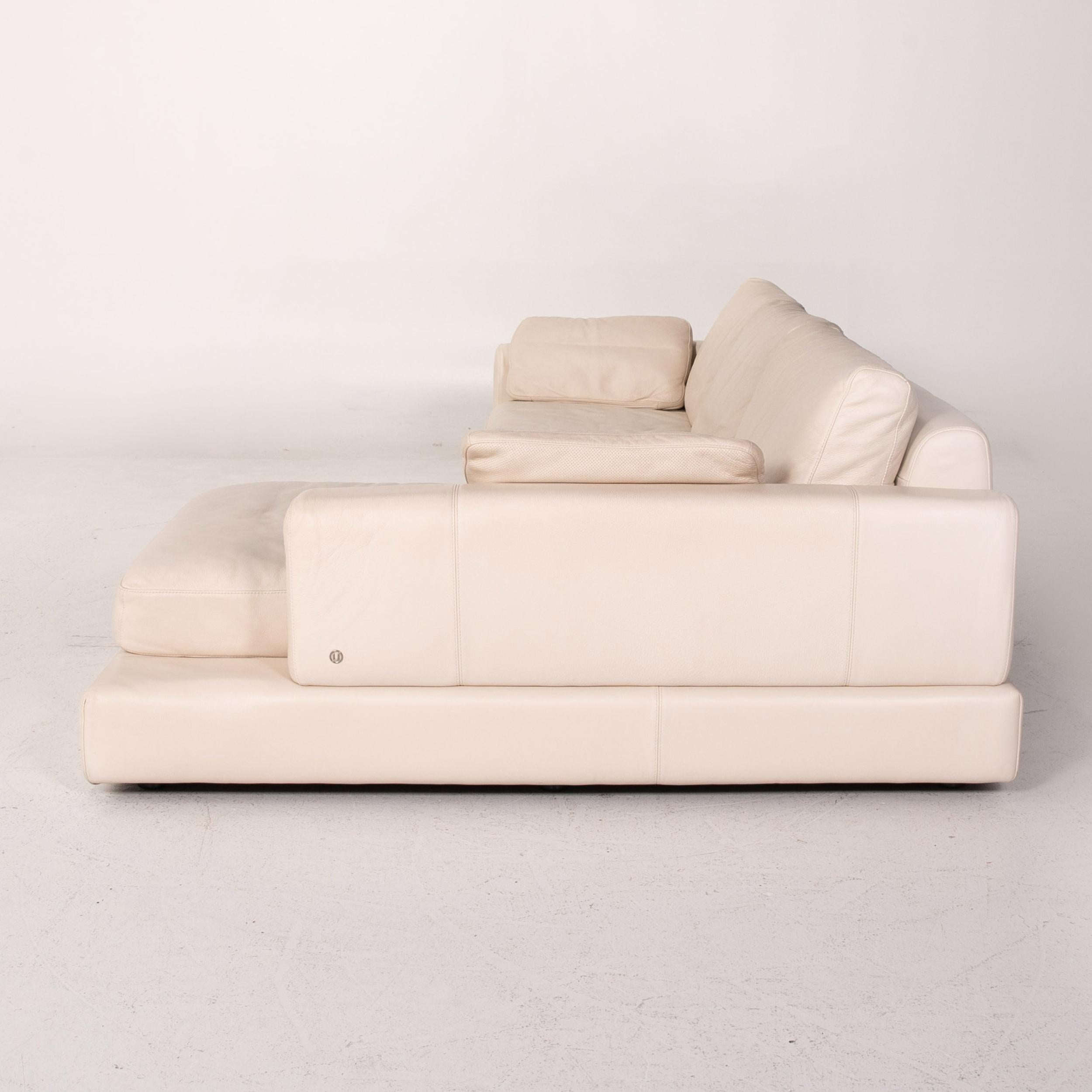Natuzzi Diagonal 2375 Leather Corner Sofa Cream Sofa Couch For Sale 4