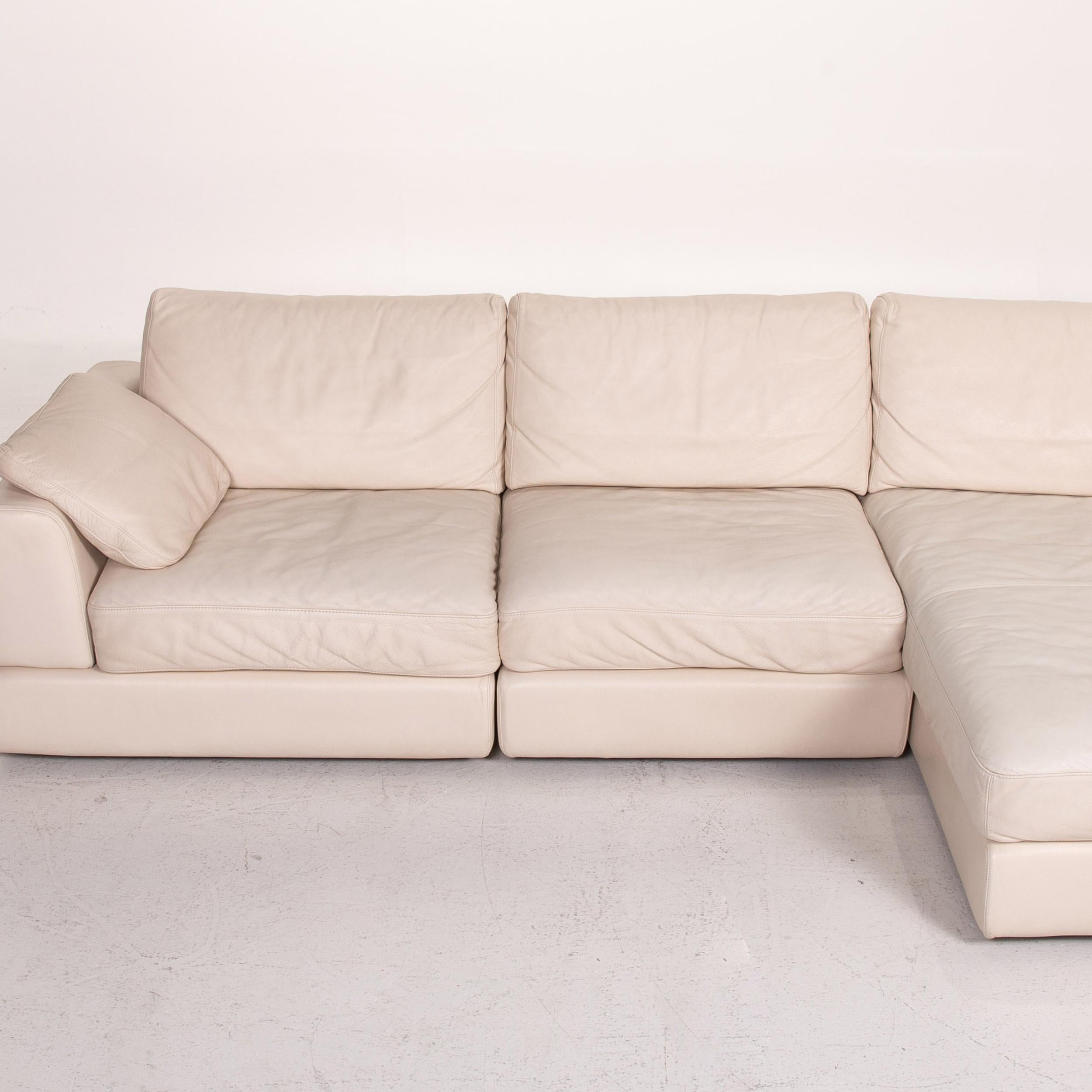 Natuzzi Diagonal 2375 Leather Corner Sofa Cream Sofa Couch In Good Condition For Sale In Cologne, DE