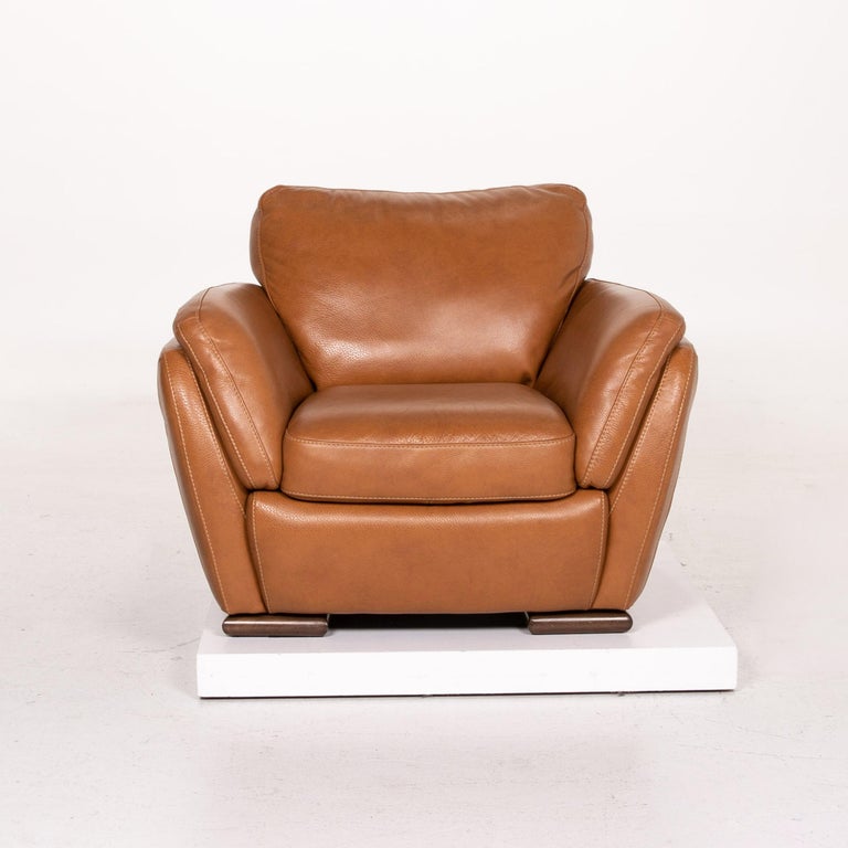 Natuzzi Editions Leather Sofa Cognac Brown For Sale at 1stDibs