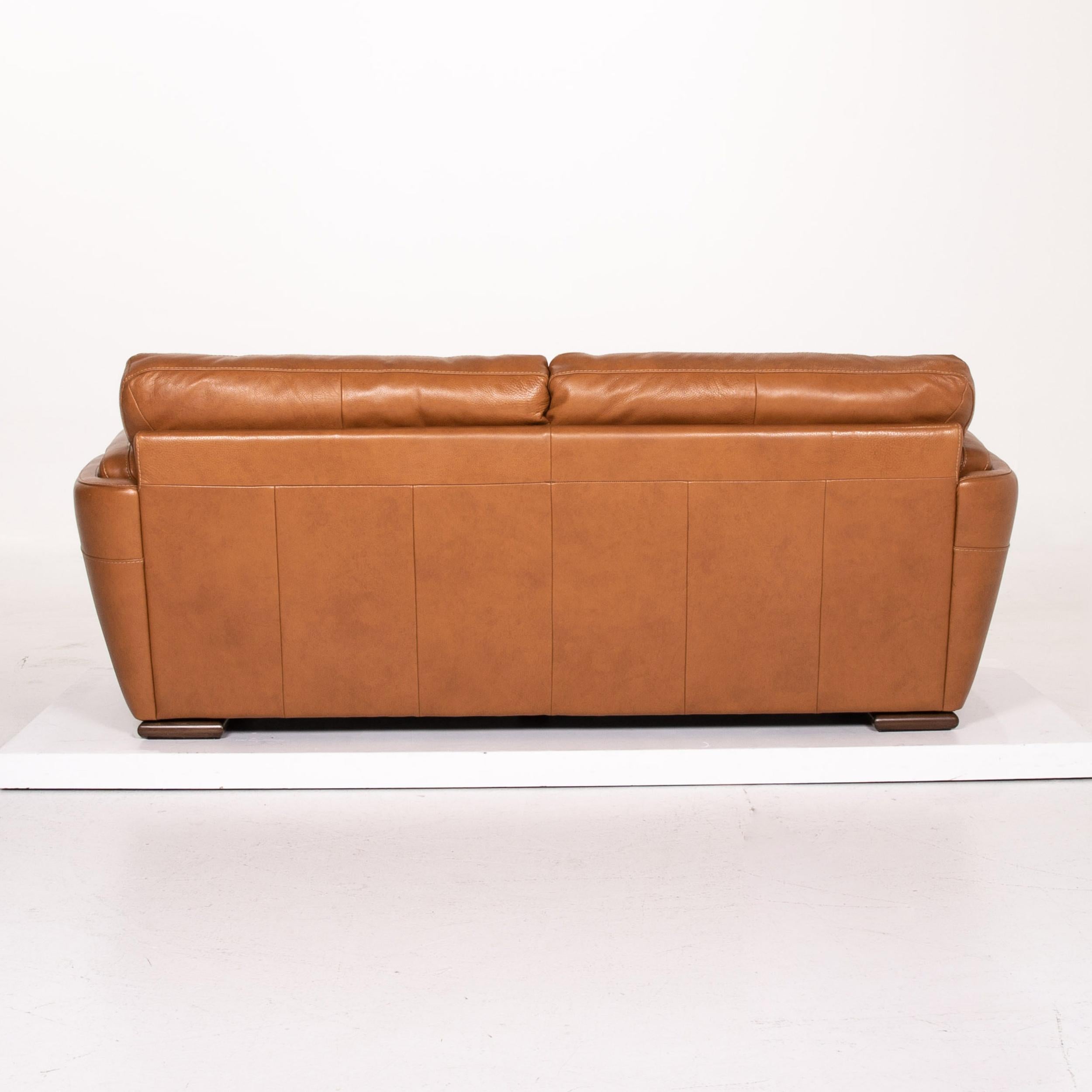 Natuzzi Editions Leder-Sofa mit drei Sitzen in Cognacbraun im Zustand „Hervorragend“ in Cologne, DE