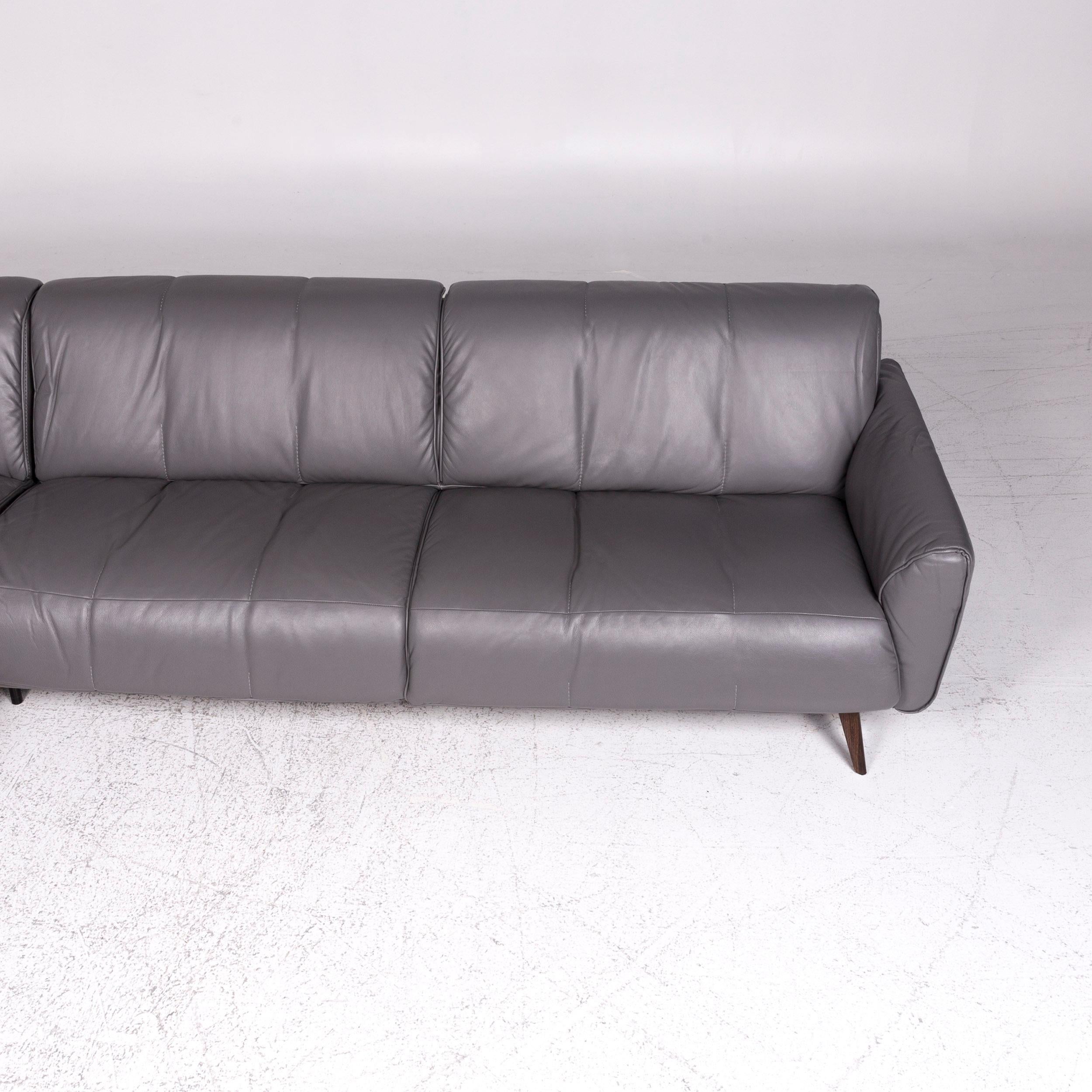 Contemporary Natuzzi Editions Talento Designer Leather Corner Sofa Gray Sofa Couch