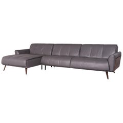 Natuzzi Editions Talento Designer Leather Corner Sofa Gray Sofa Couch
