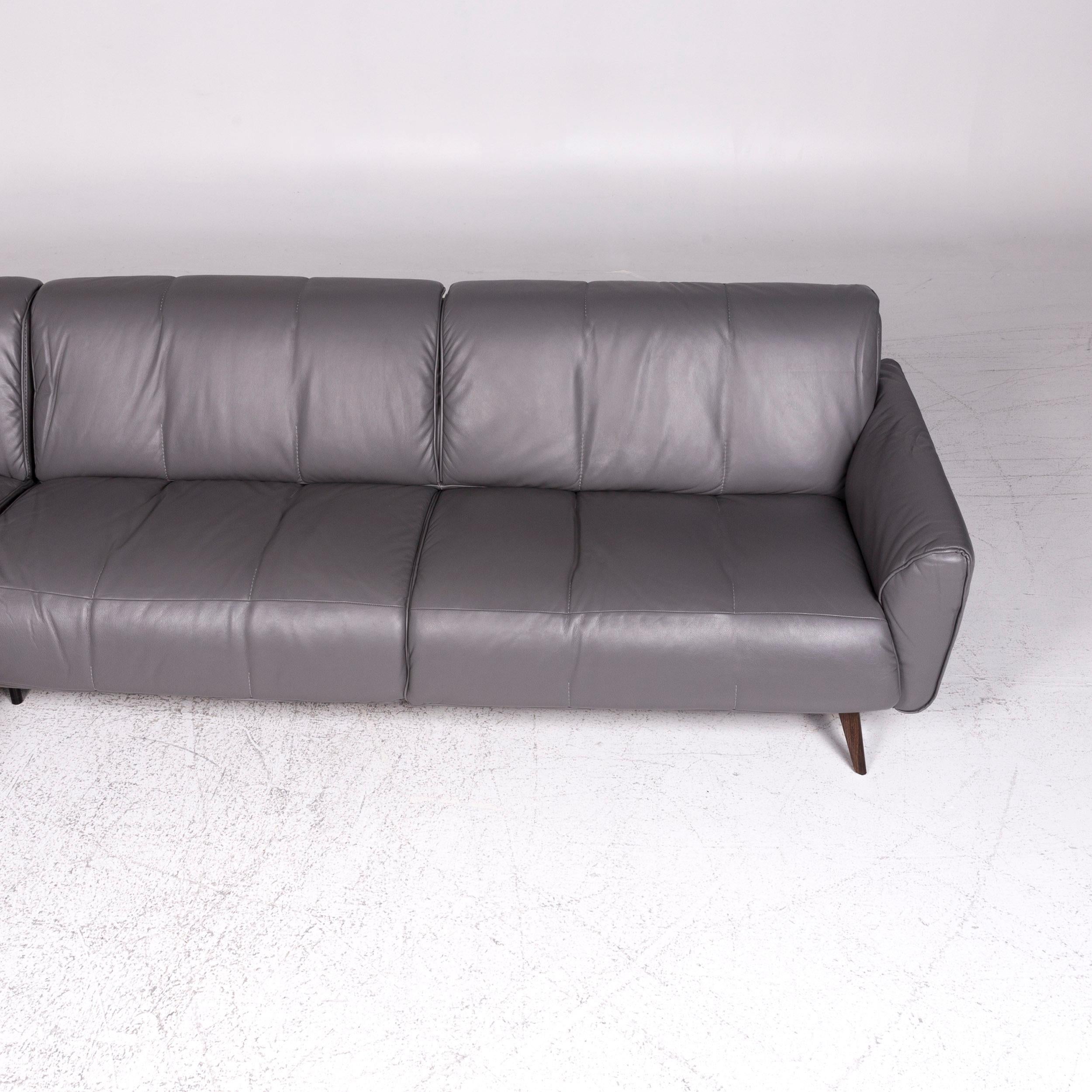 Natuzzi Editions Talento Designer Leder-Sofa-Set Grau 1x Eck-Sofa 2x Hocker im Angebot 4