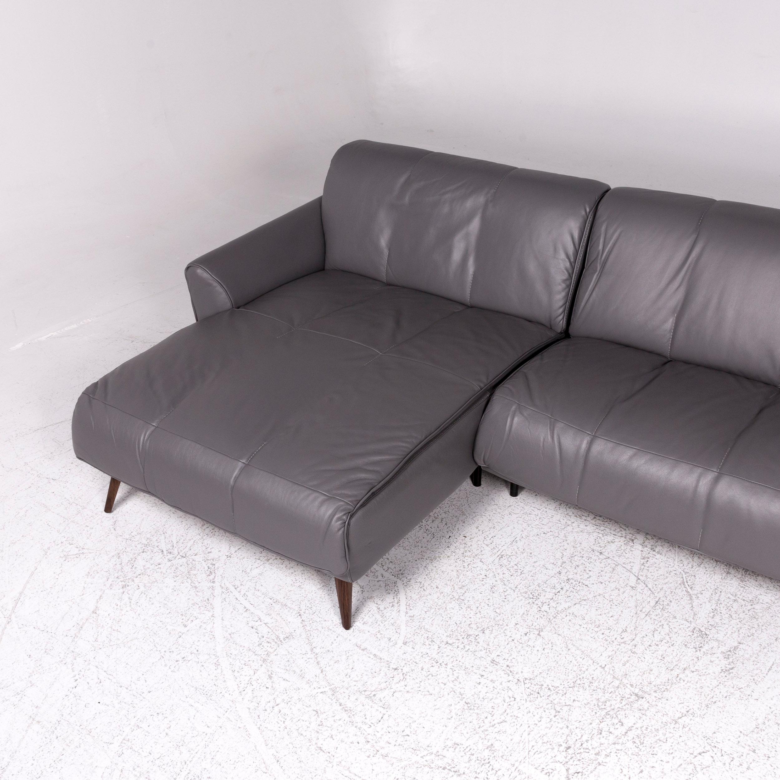 Natuzzi Editions Talento Designer Leder-Sofa-Set Grau 1x Eck-Sofa 2x Hocker im Angebot 5