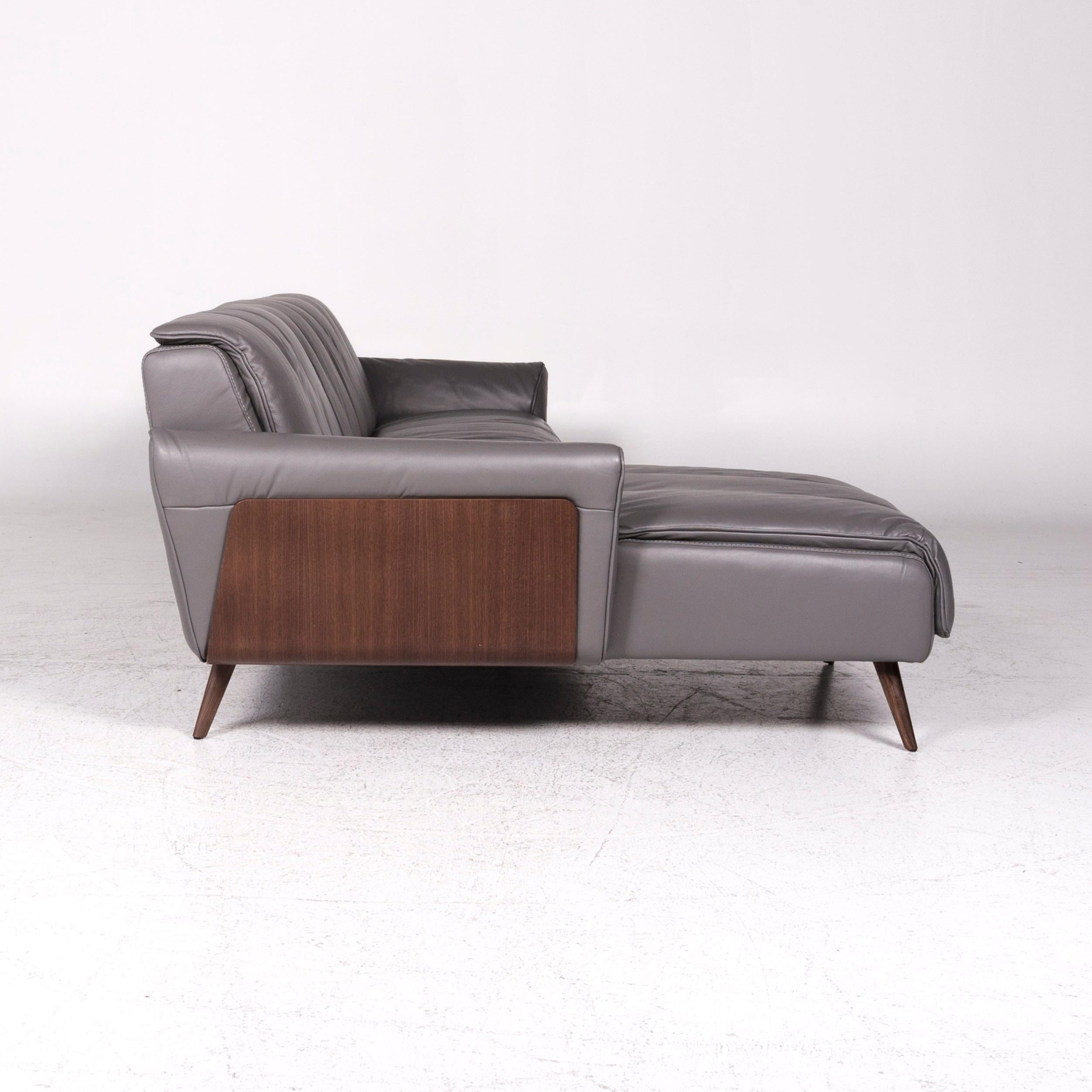 Natuzzi Editions Talento Designer Leder-Sofa-Set Grau 1x Eck-Sofa 2x Hocker im Angebot 6
