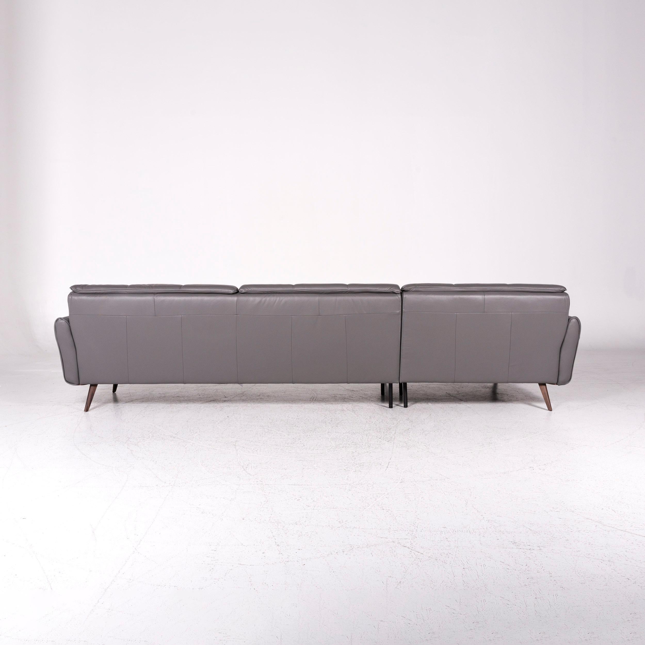 Natuzzi Editions Talento Designer Leder-Sofa-Set Grau 1x Eck-Sofa 2x Hocker im Angebot 7