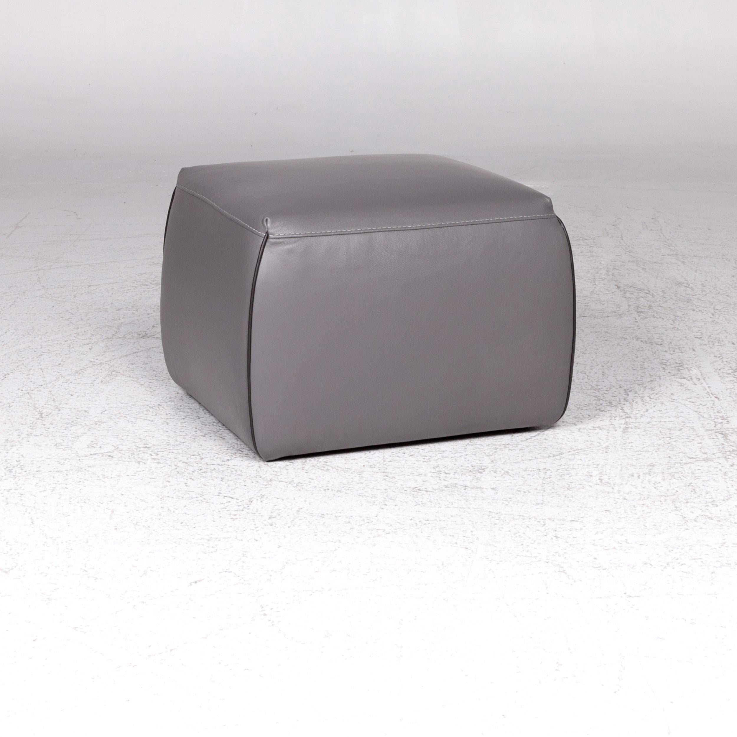 Natuzzi Editions Talento Designer Leder-Sofa-Set Grau 1x Eck-Sofa 2x Hocker (Moderne) im Angebot
