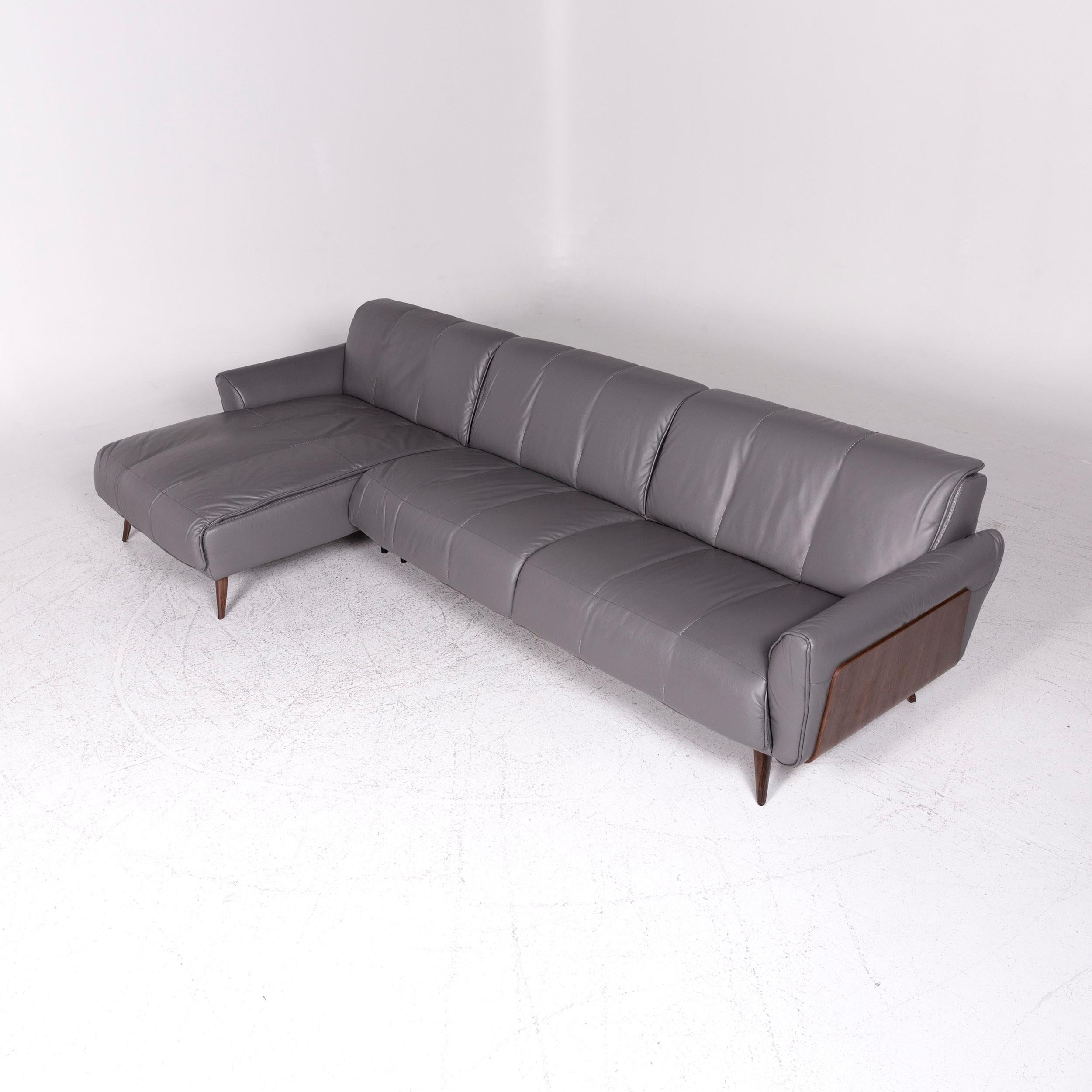 Natuzzi Editions Talento Designer Leder-Sofa-Set Grau 1x Eck-Sofa 2x Hocker im Zustand „Hervorragend“ im Angebot in Cologne, DE
