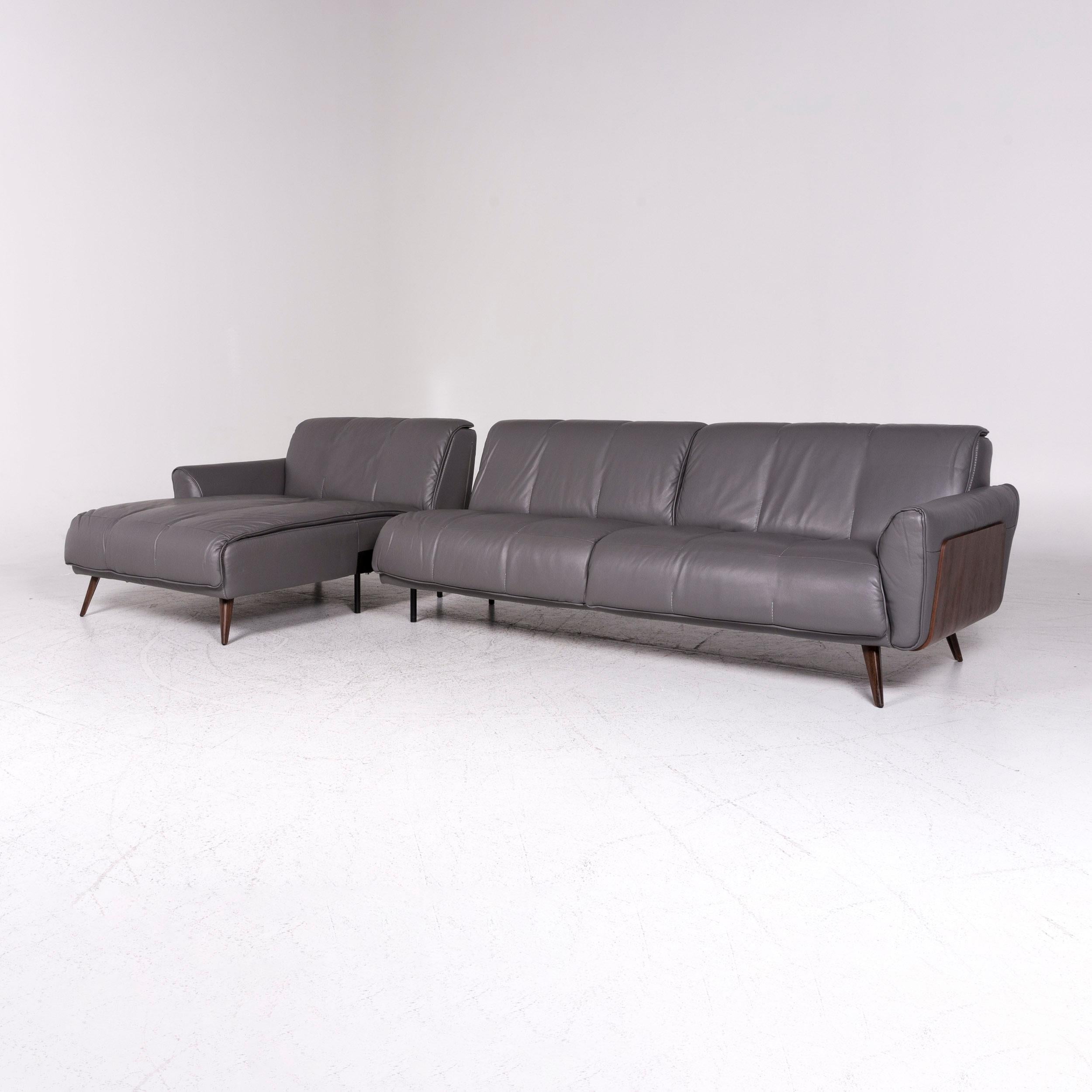 Natuzzi Editions Talento Designer Leder-Sofa-Set Grau 1x Eck-Sofa 2x Hocker (21. Jahrhundert und zeitgenössisch) im Angebot