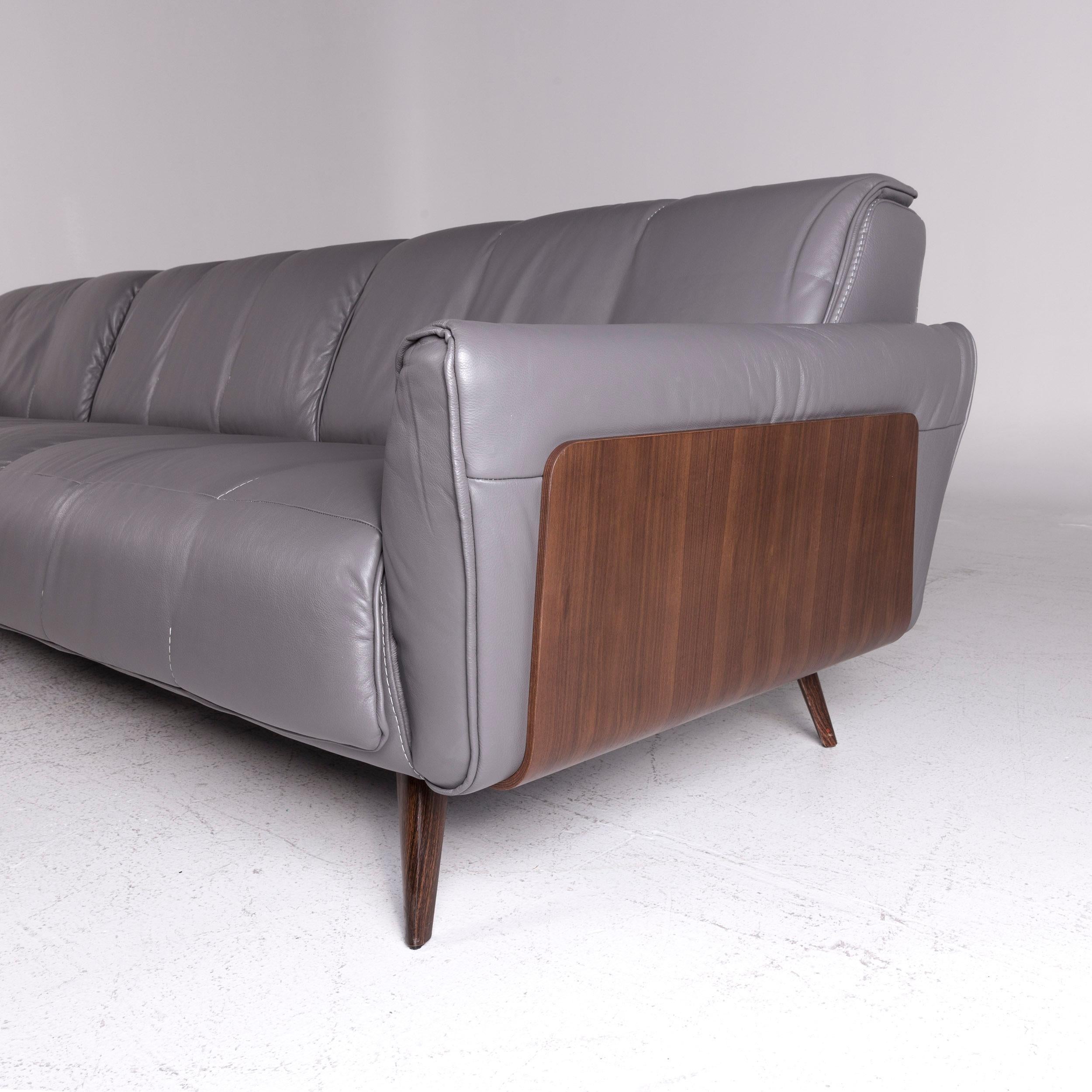 Natuzzi Editions Talento Designer Leder-Sofa-Set Grau 1x Eck-Sofa 2x Hocker im Angebot 3