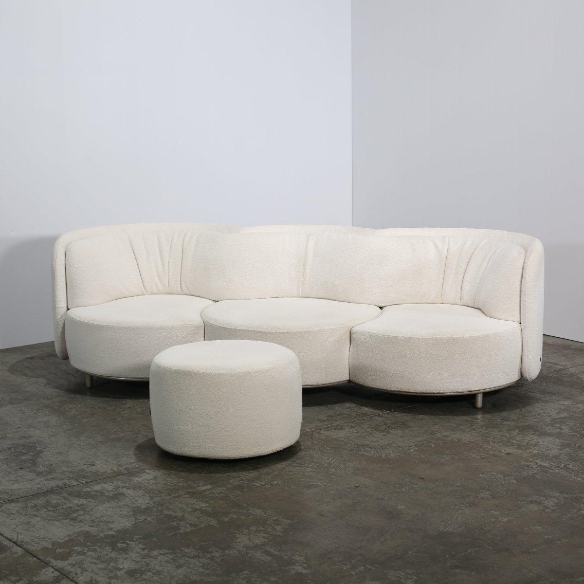 Contemporary Natuzzi Four Seater Wave Sofa & Footstool by Nika Zupanc For Sale