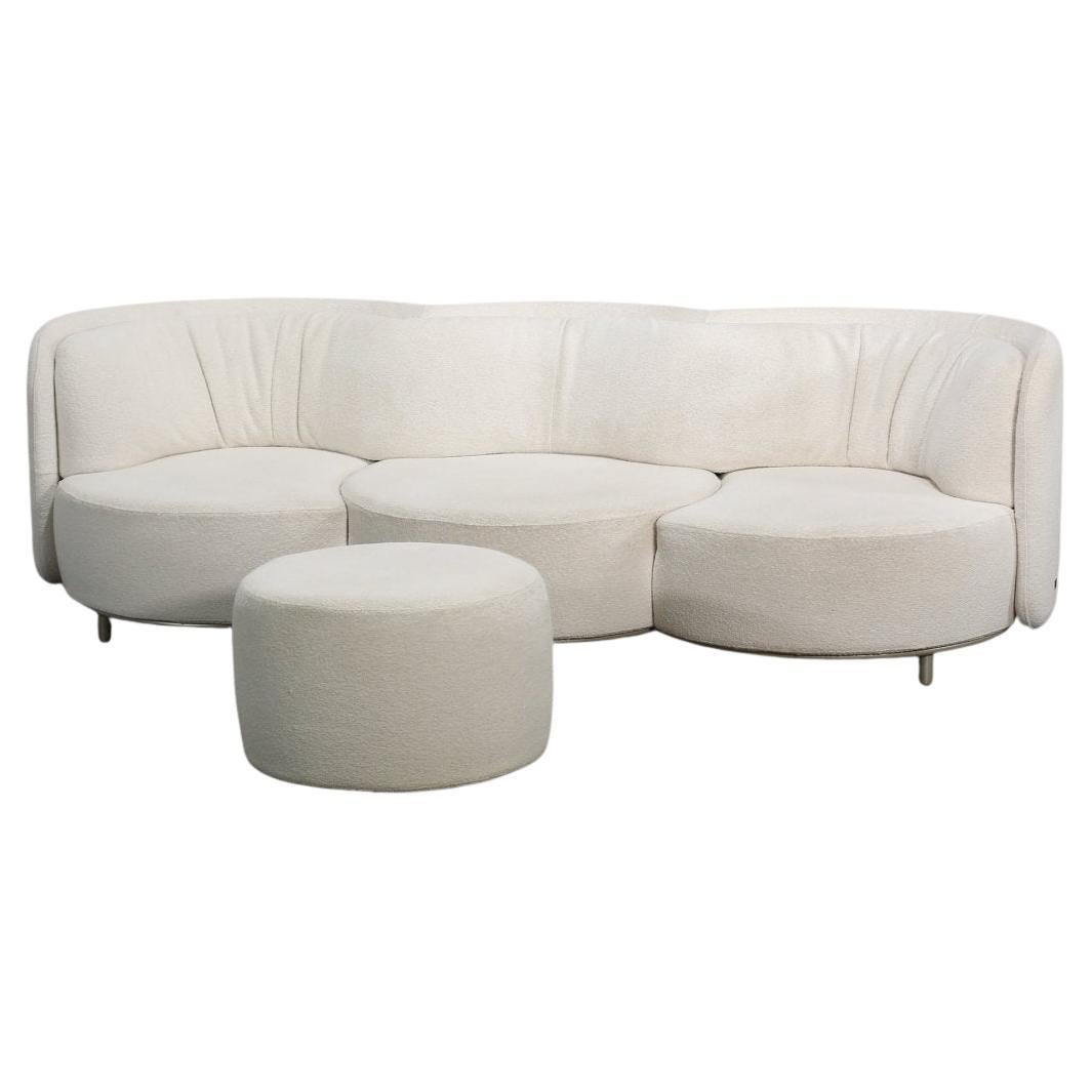 Natuzzi Four Seater Wave Sofa & Footstool by Nika Zupanc For Sale