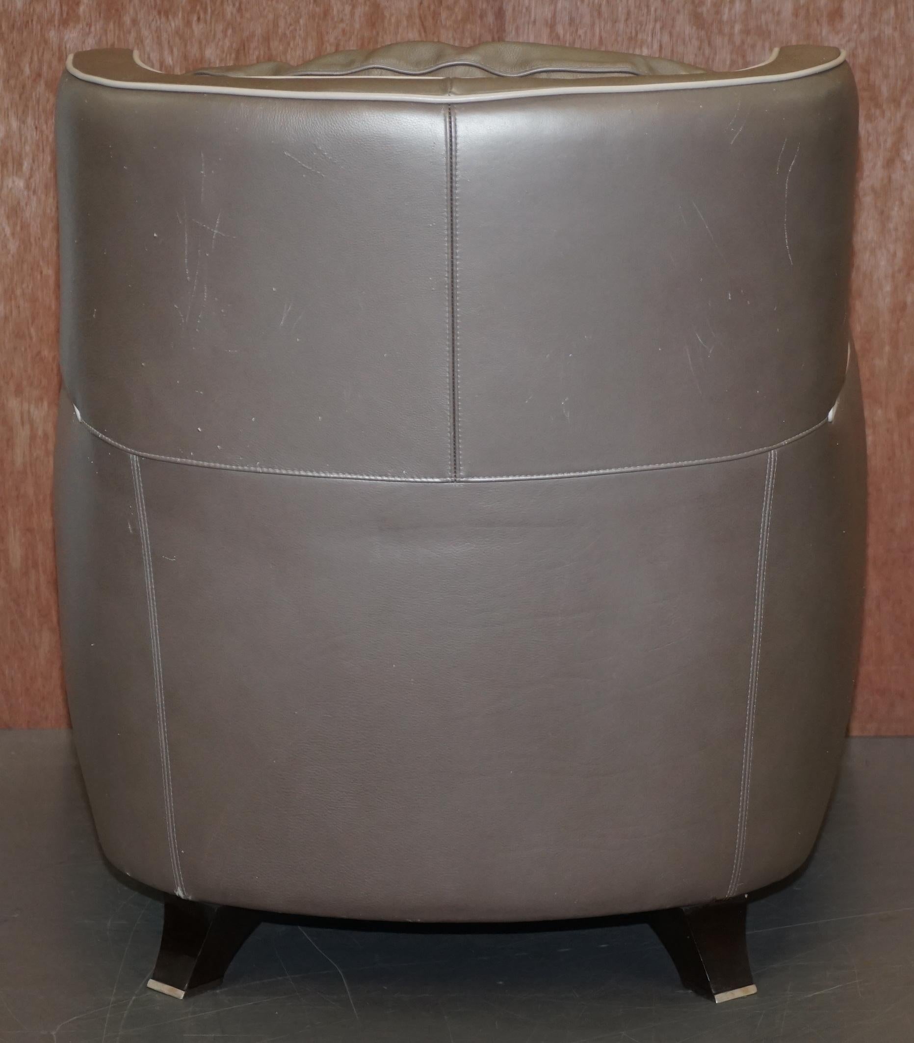 Natuzzi Italia Amadeus Platinum Grey Poltrona e poggiapiedi in pelle Made in Italy 5