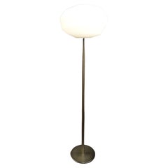 Lampadaire Natuzzi en verre soufflé italien:: blanc mat et acier poli
