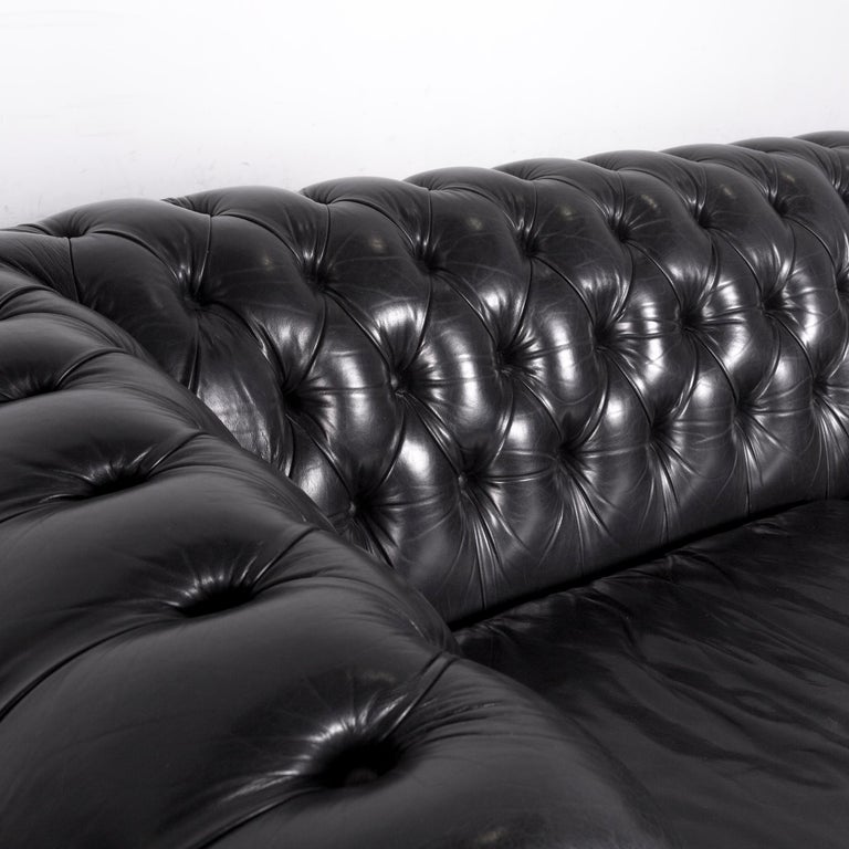 Natuzzi King Designer Leather Sofa Three-Seat Couch Black ...