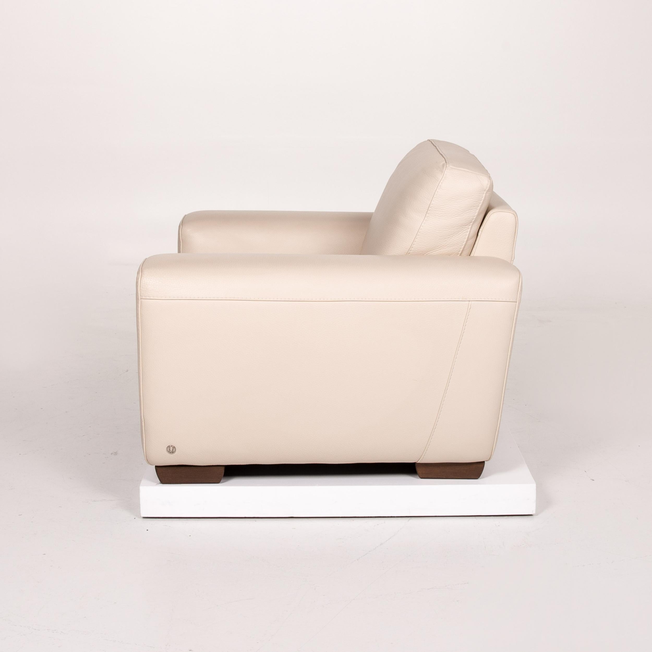 Natuzzi Leather Armchair Cream For Sale 2