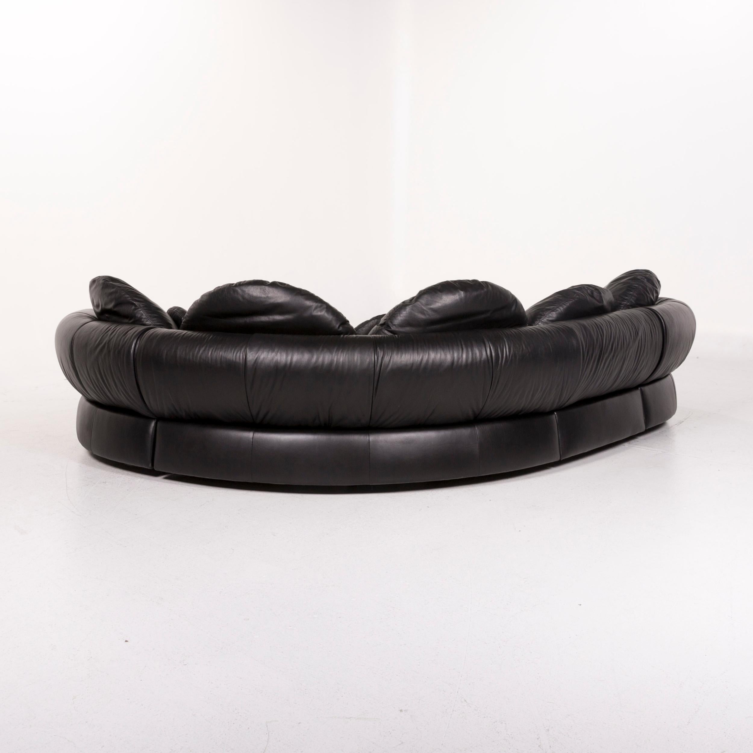 Natuzzi Leather Corner Sofa Black Sofa Couch In Good Condition In Cologne, DE