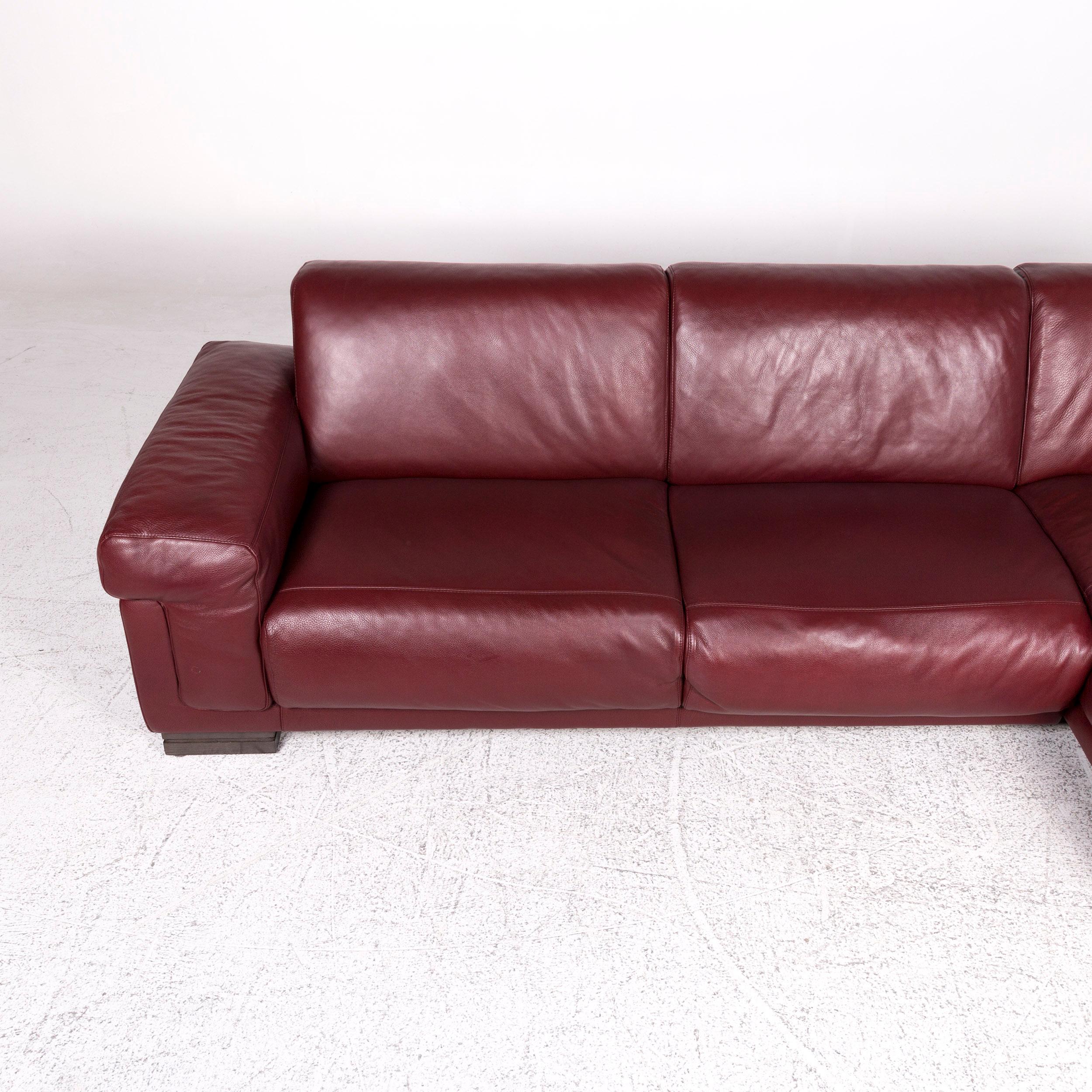 Natuzzi Leather Corner Sofa Bordeaux Red Sofa Couch For Sale 1