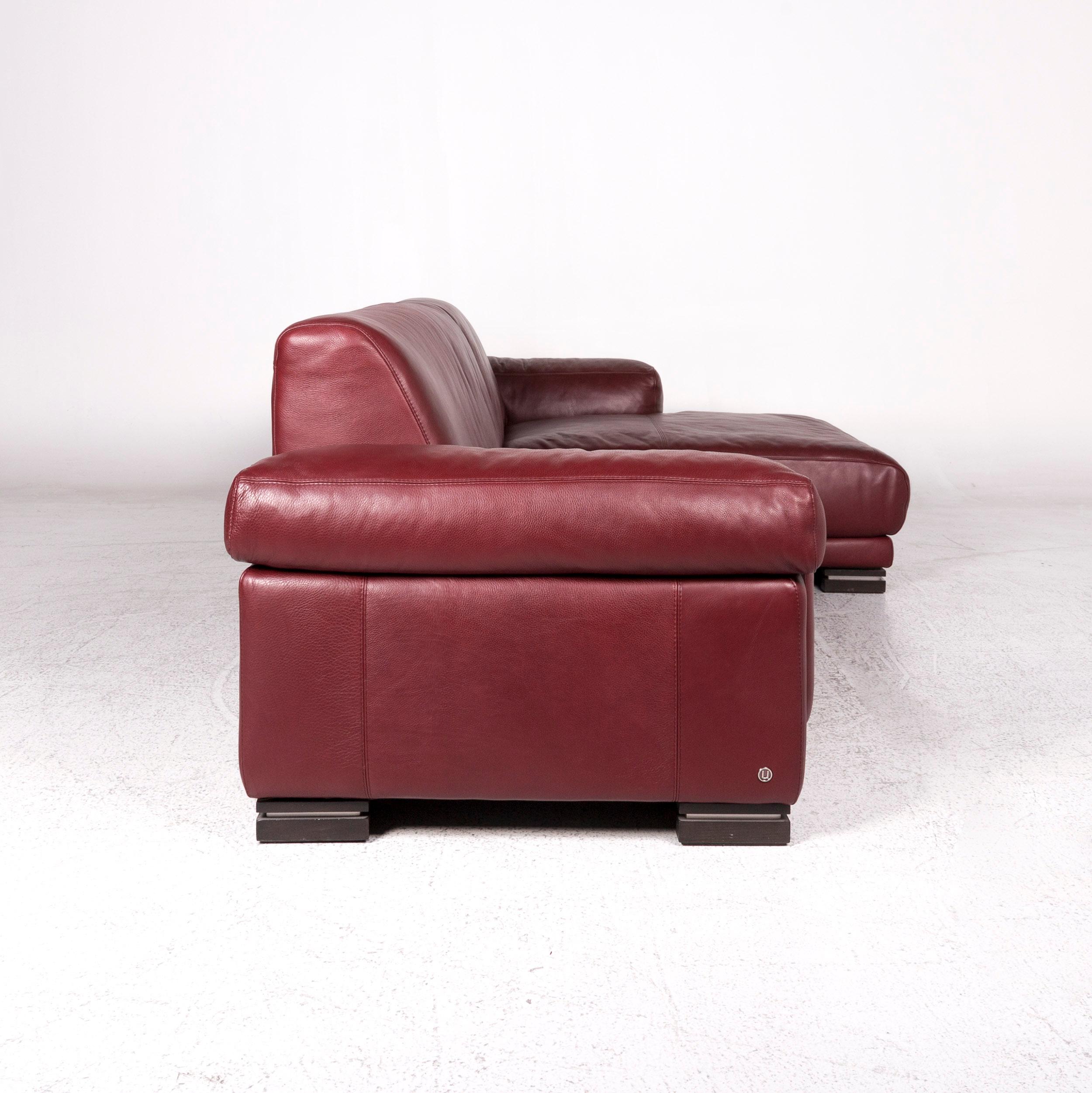 Natuzzi Leather Corner Sofa Bordeaux Red Sofa Couch For Sale 2