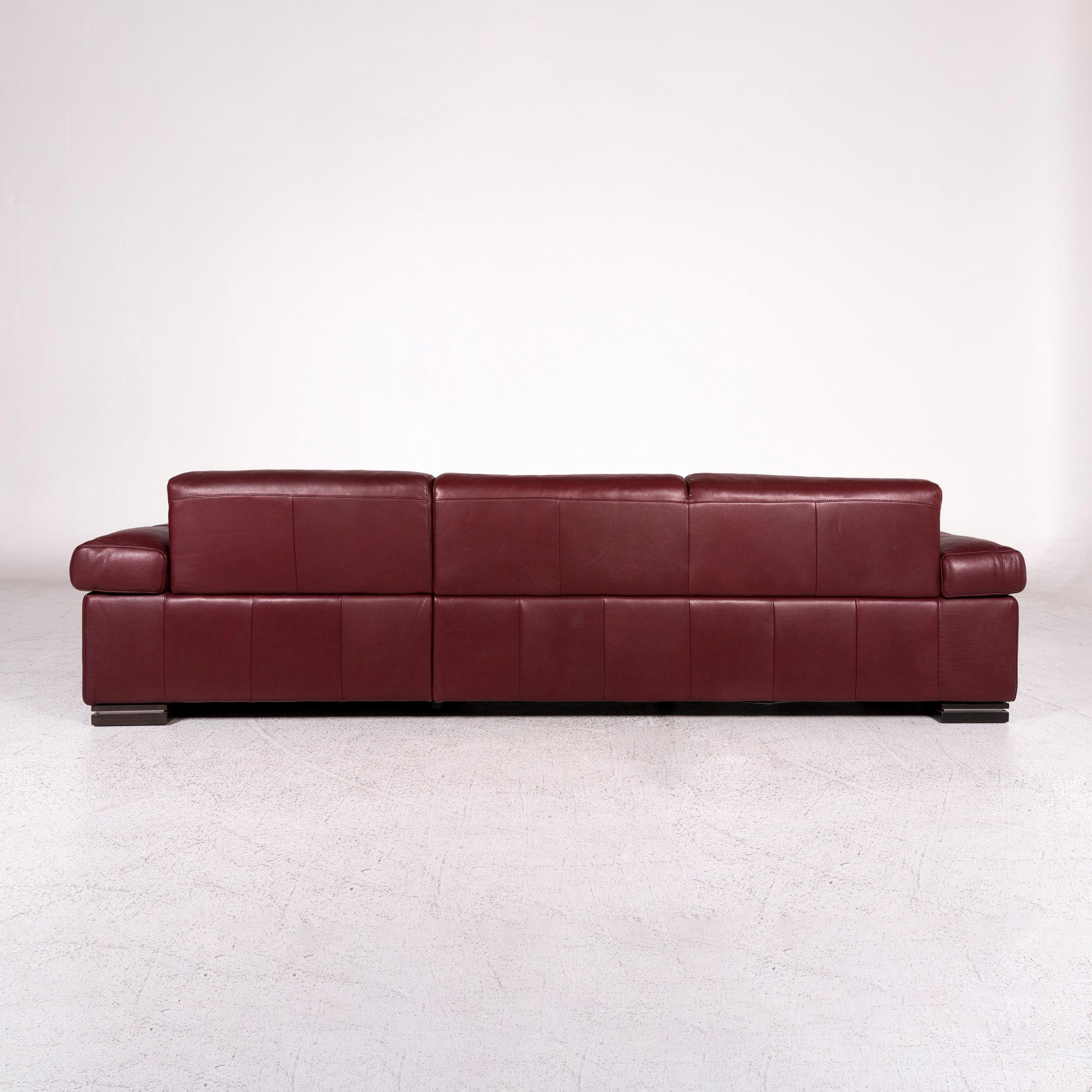 Natuzzi Leather Corner Sofa Bordeaux Red Sofa Couch For Sale 3