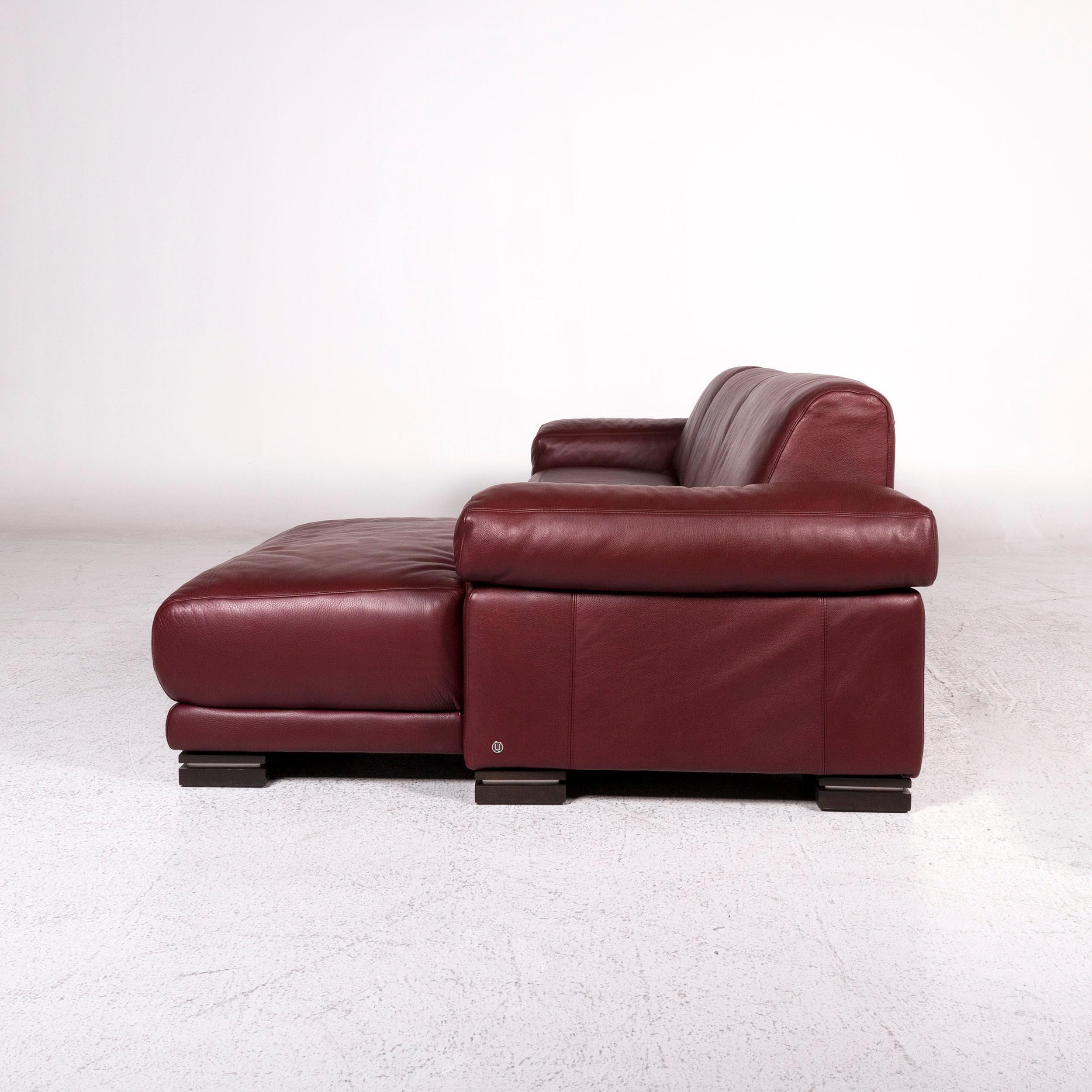 Natuzzi Leather Corner Sofa Bordeaux Red Sofa Couch For Sale 4