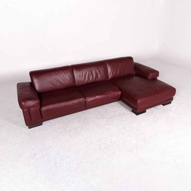 Natuzzi Leather Corner Sofa Bordeaux Red Sofa Couch For Sale At