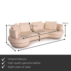 Natuzzi Leather Corner Sofa Cream Function Sofa Couch