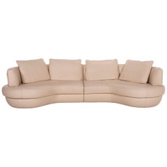 Coussin de canapé d'angle en cuir à fonction crème de Natuzzi