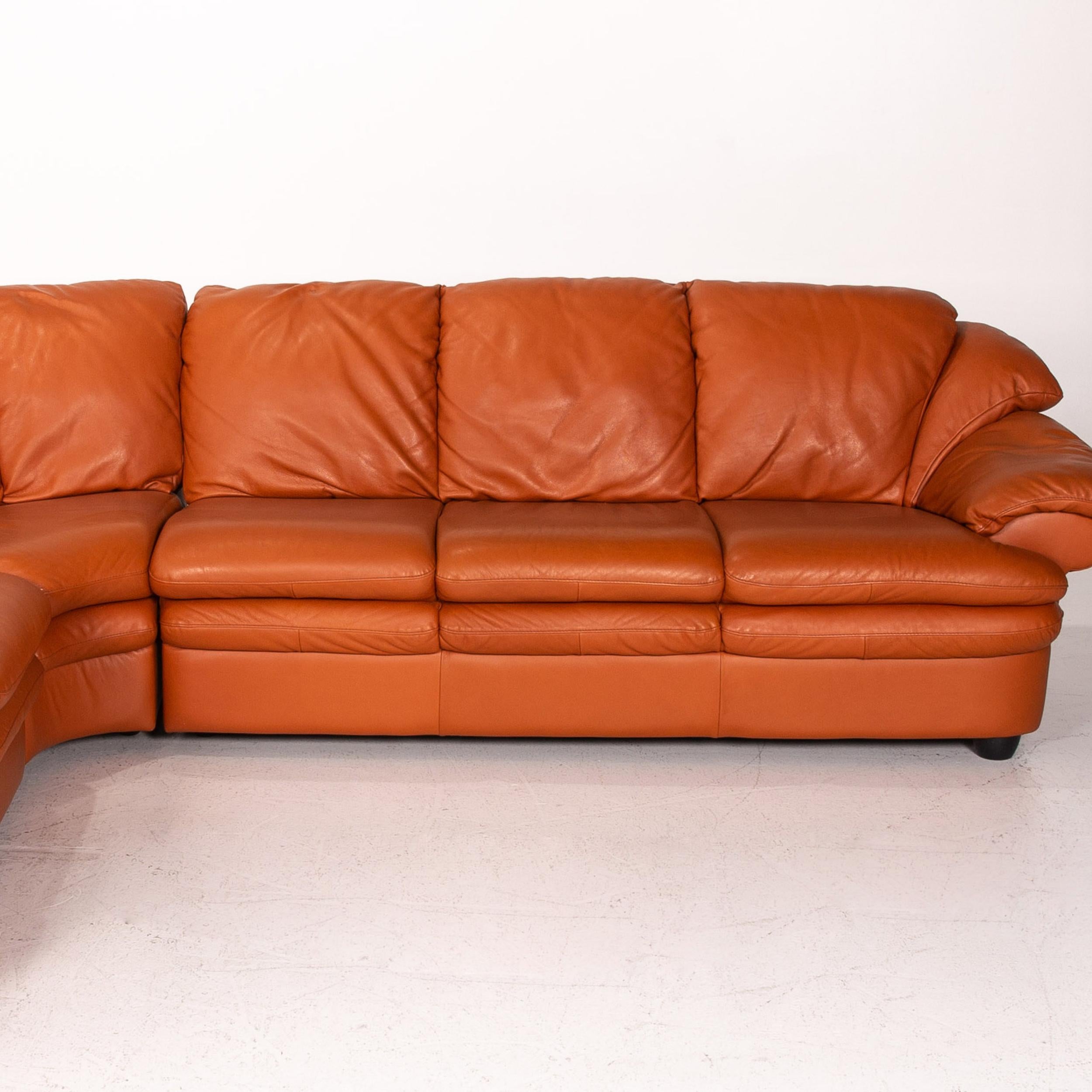 Natuzzi Leather Corner Sofa Terracotta Orange Sofa Couch For Sale 1