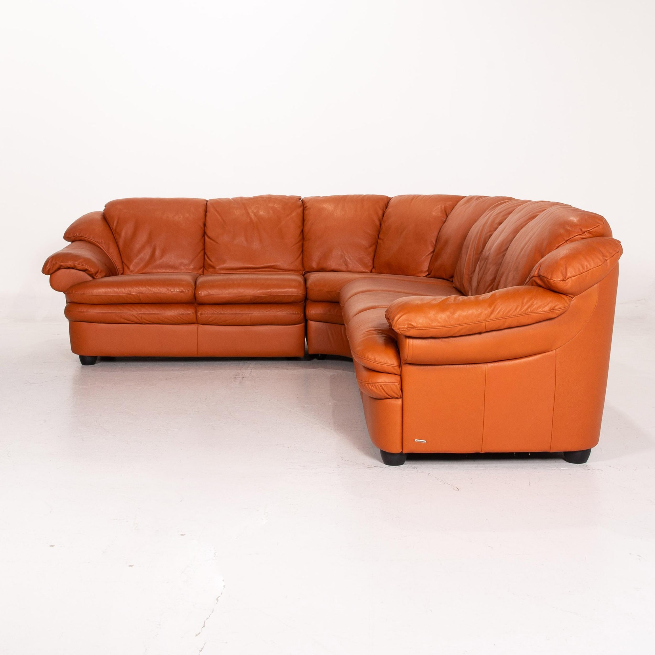 Natuzzi Leather Corner Sofa Terracotta Orange Sofa Couch For Sale 5
