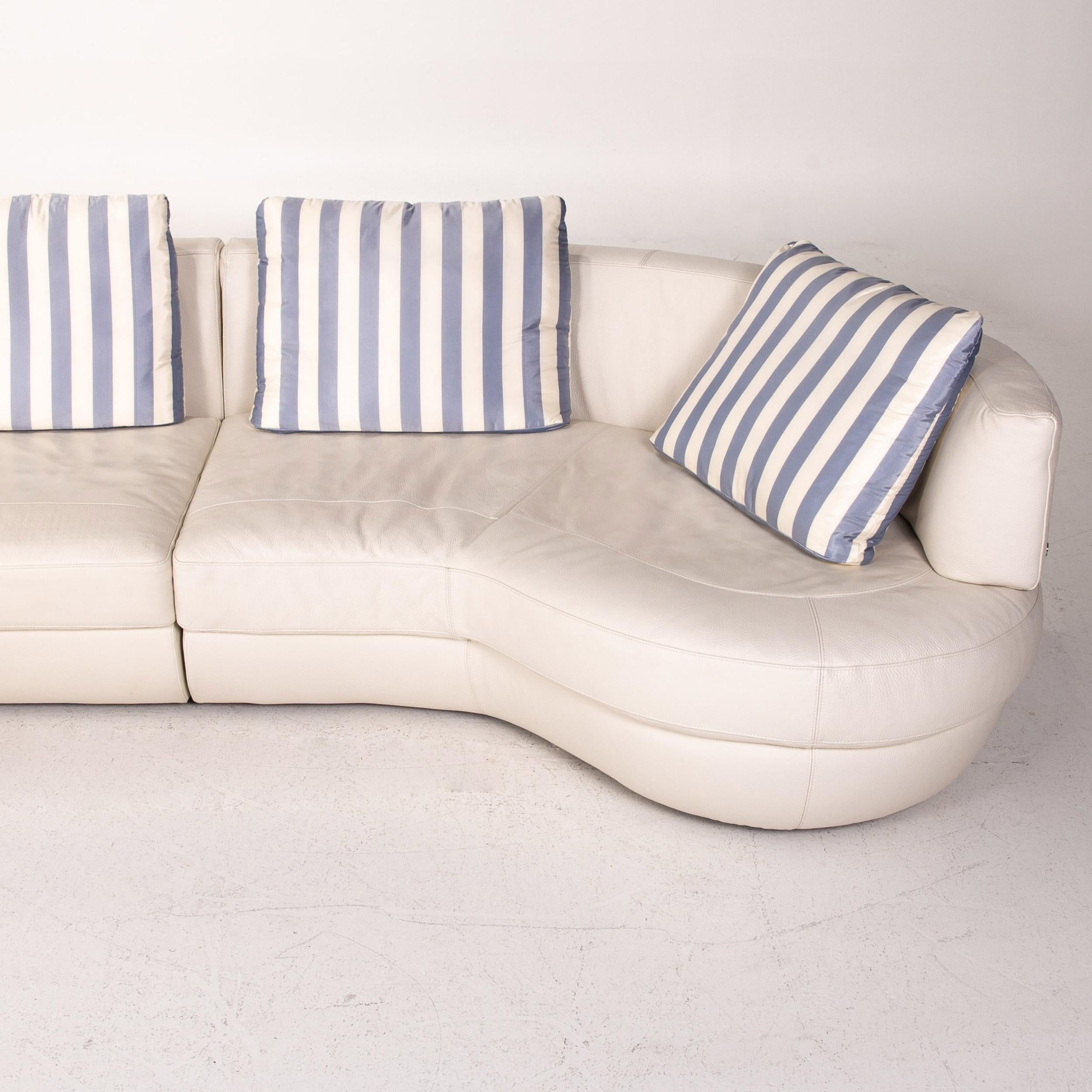 Contemporary Natuzzi Leather Corner Sofa White Sofa Couch