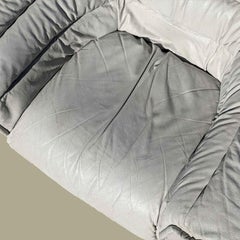 Natuzzi Leather Lounge Chair, Italian, Made in Italy, Postmodern, Light Grey