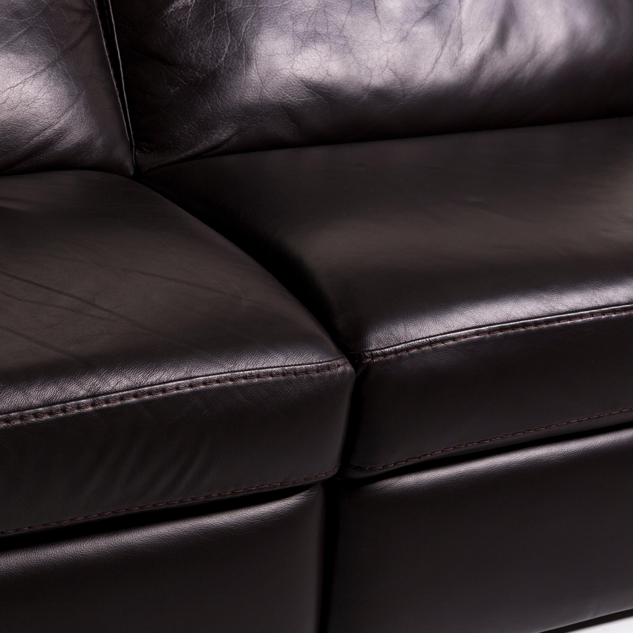 natuzzi dark brown leather sofa