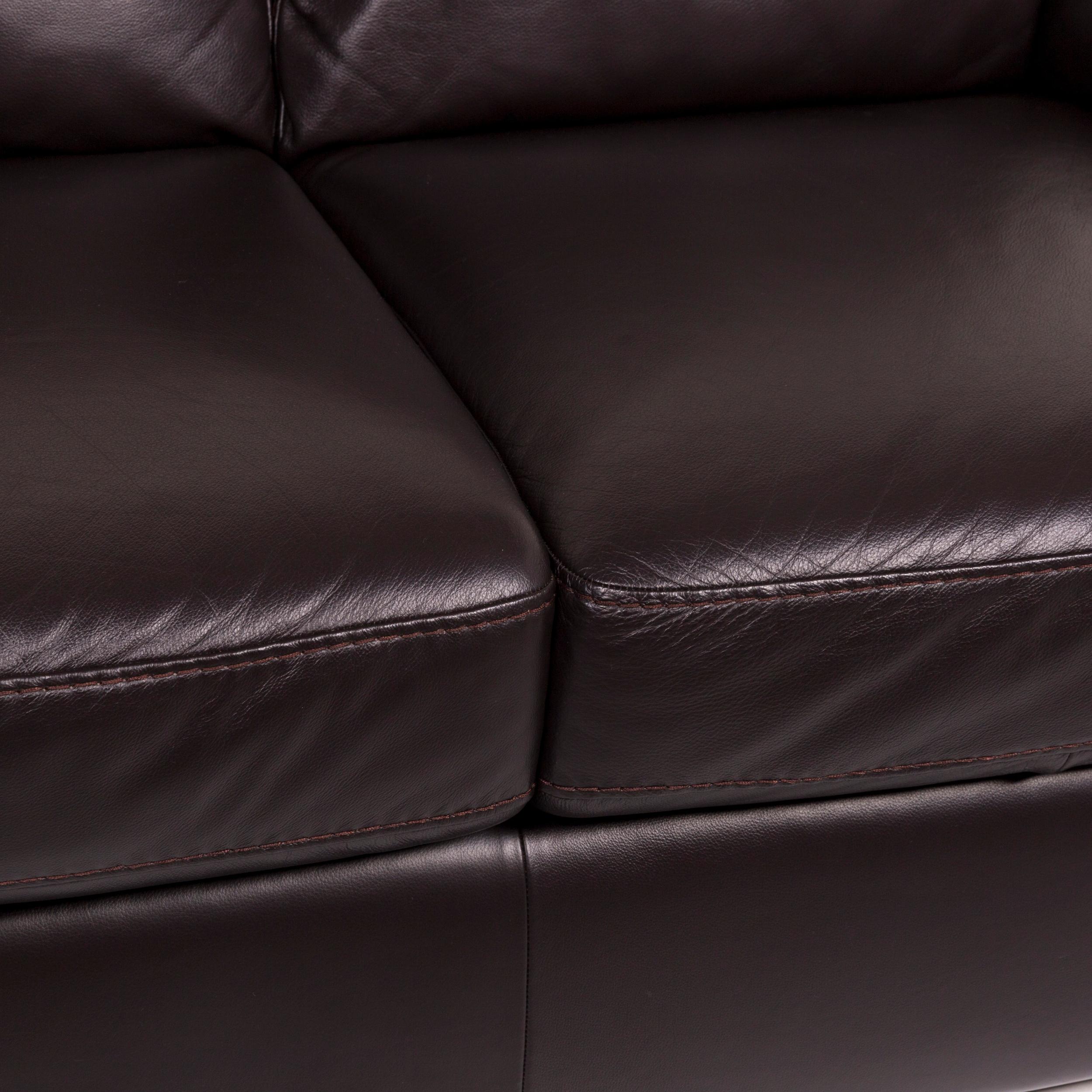 natuzzi dark brown leather sofa