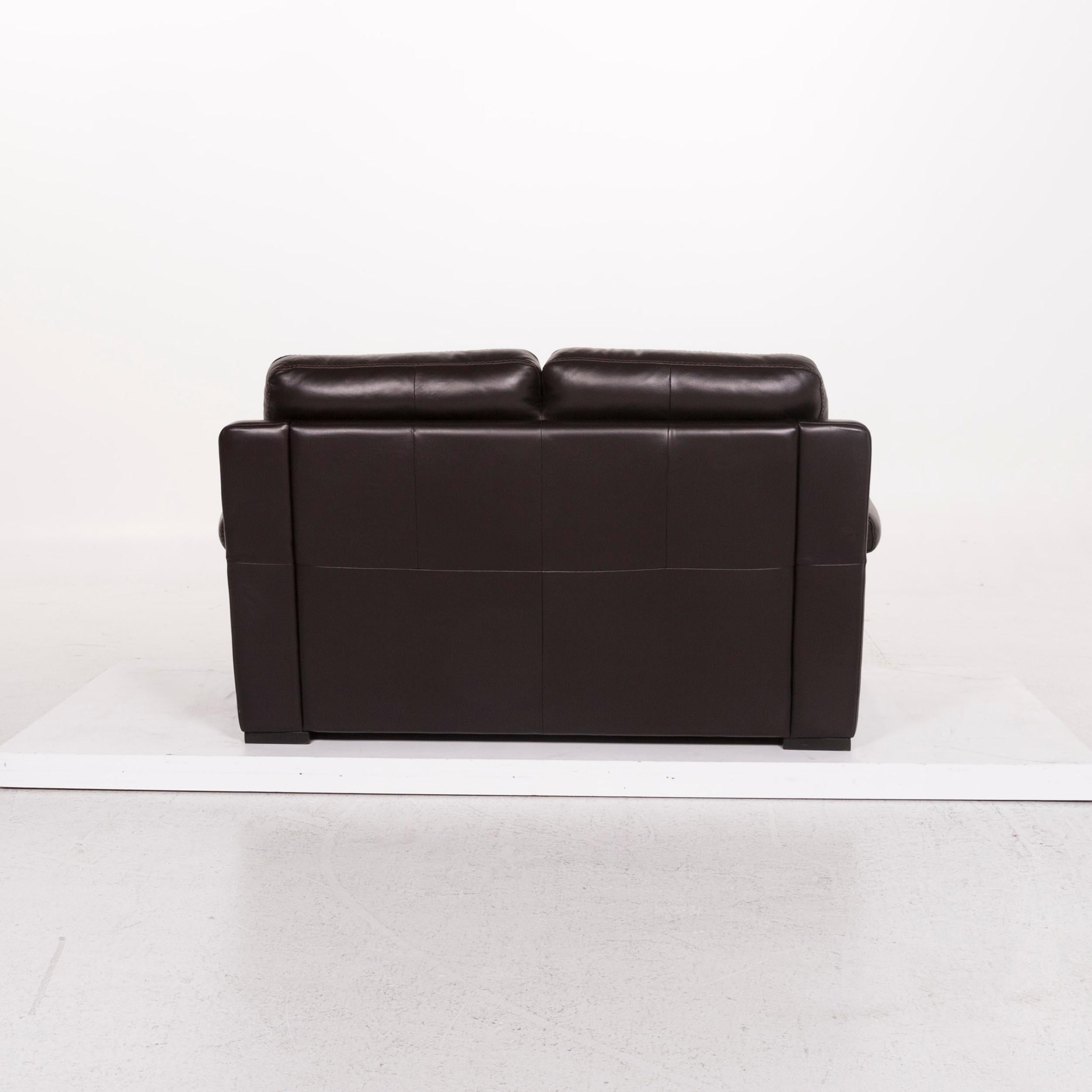 Natuzzi Leather Sofa Brown Dark Brown Two-Seat Couch In Excellent Condition In Cologne, DE