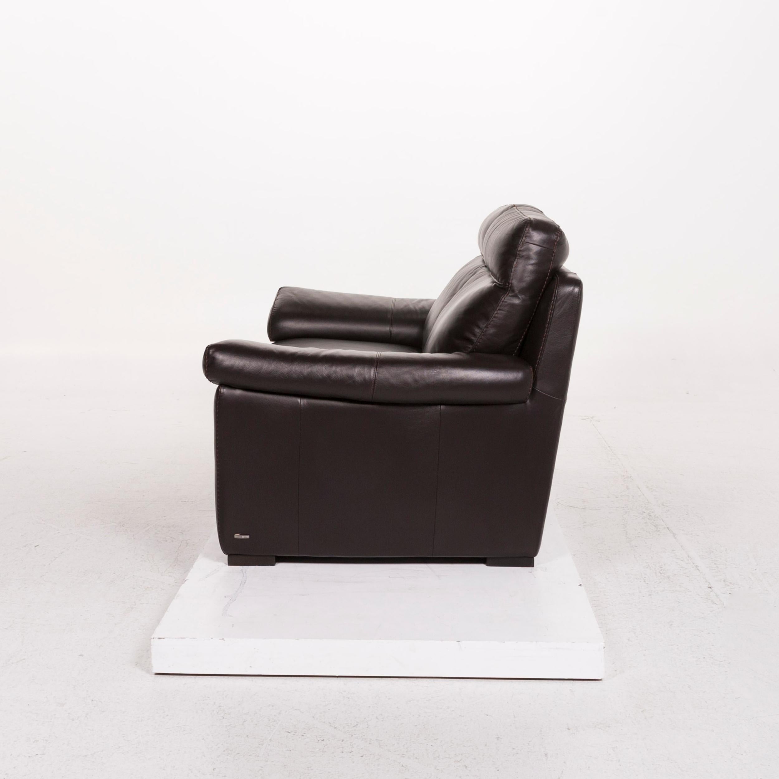 Natuzzi Leder-Sofa mit zwei Sitzen in Braun und Dunkelbraun 2