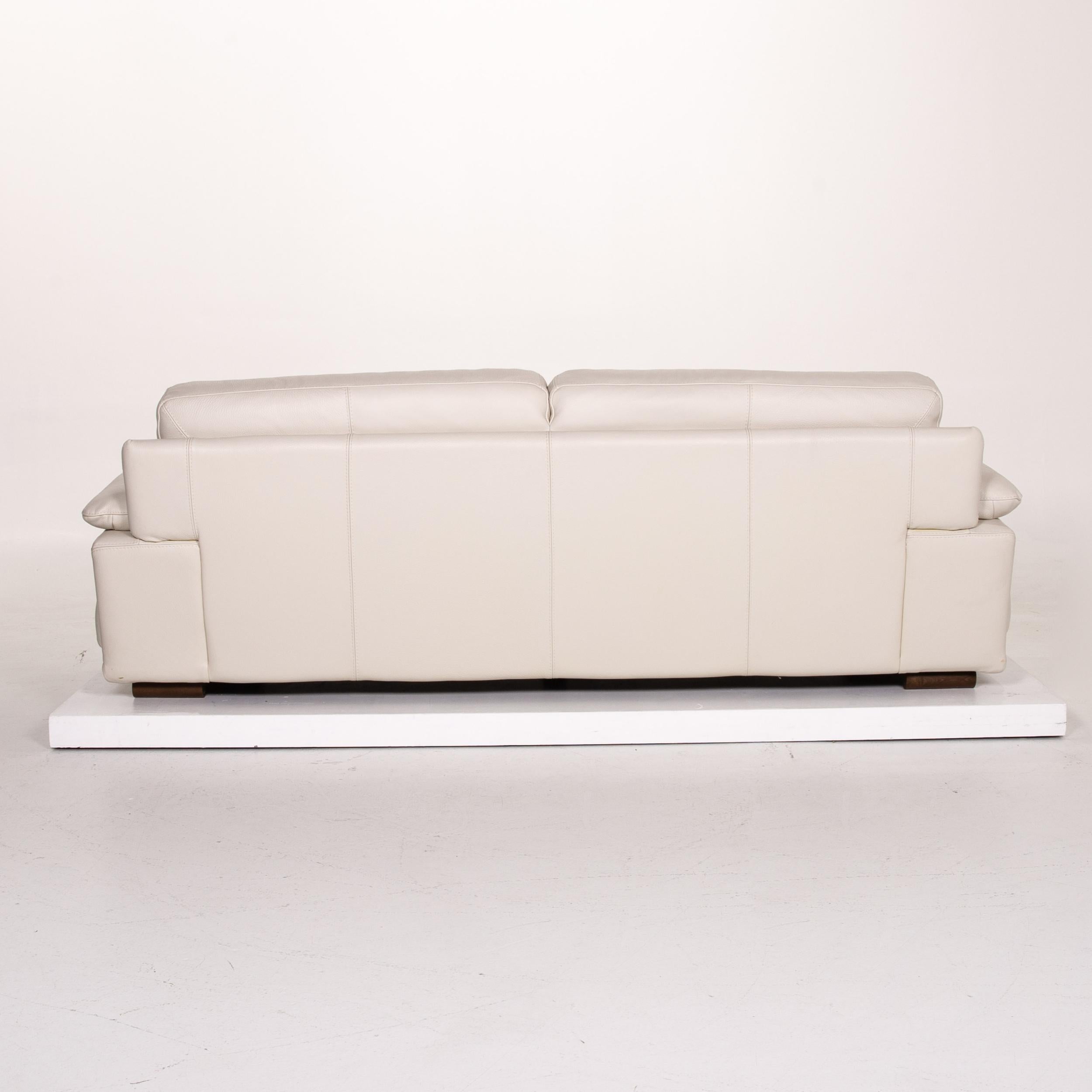 Natuzzi Leather Sofa Cream Three-Seat Couch 1