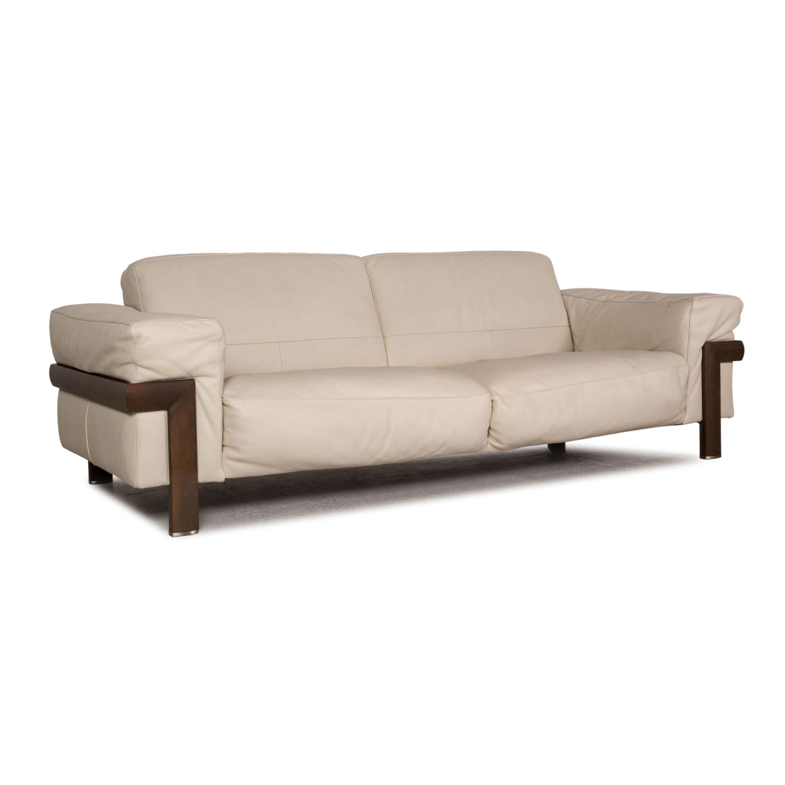 Natuzzi Leather Sofa Cream Two-Seater Couch For Sale 2